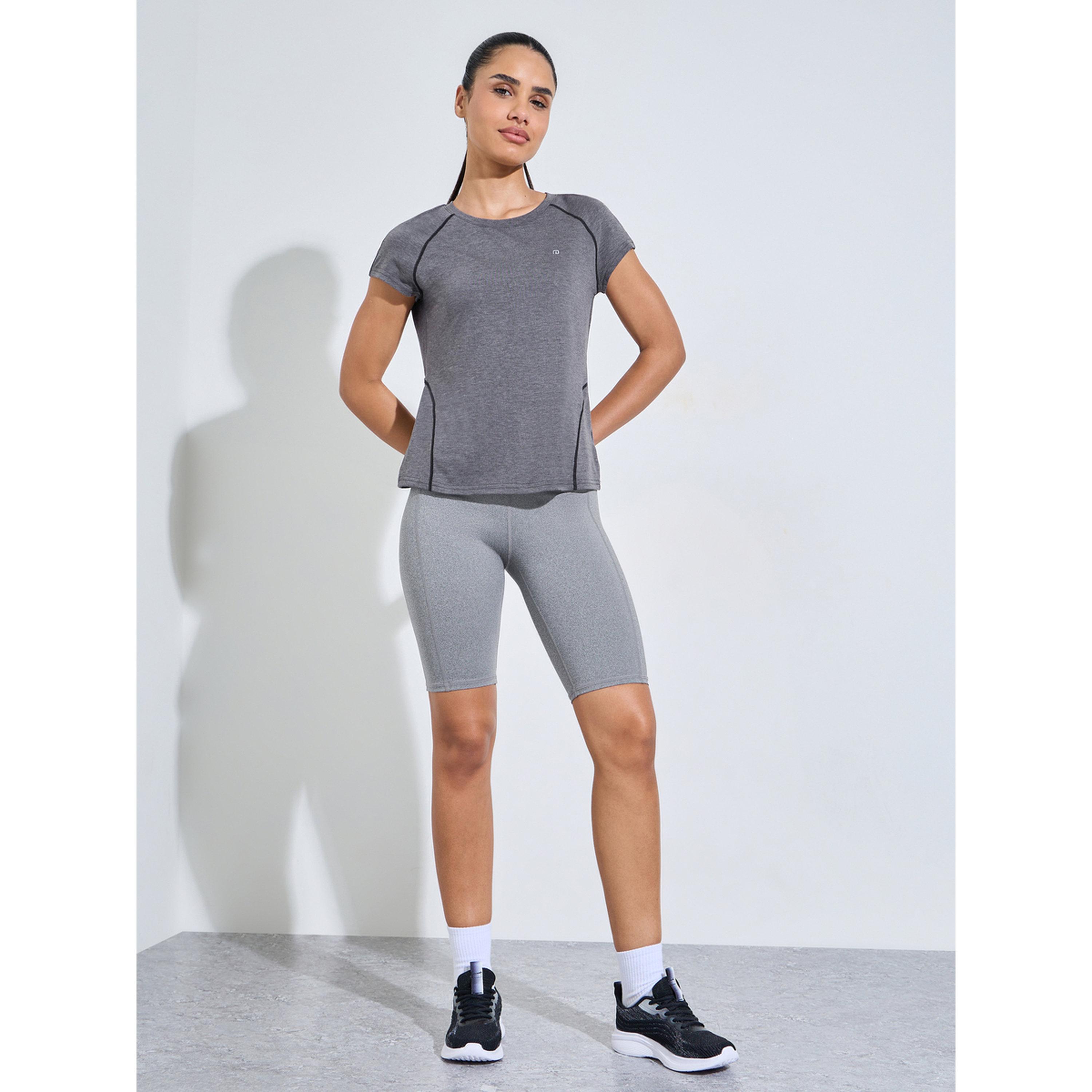 Styli Charcoal Solid Cut Out Back Activewear T-Shirt-sports-women-clothing-tshirtsandvests-image-2