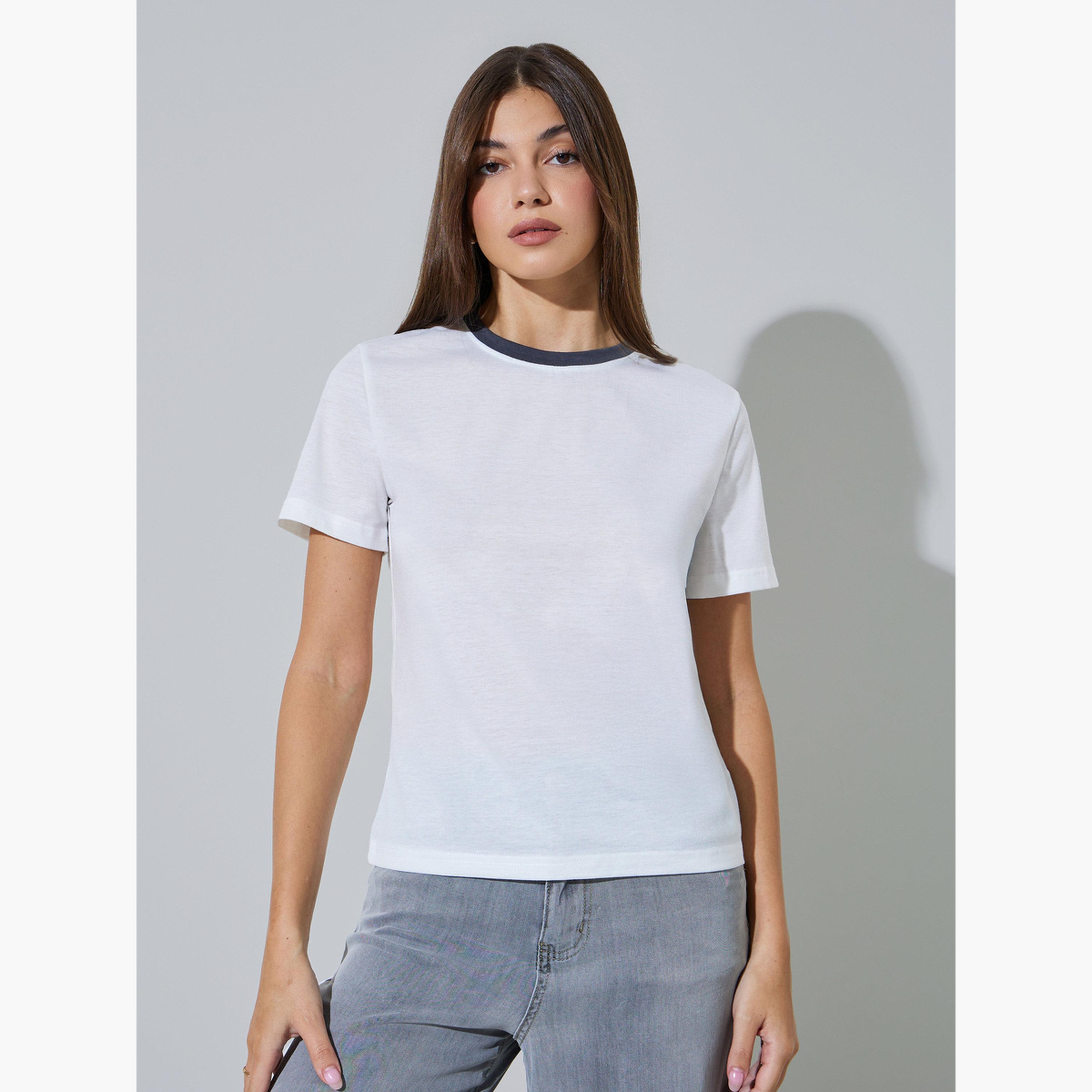 تيشيرت بياقة دائرية وقصة عادية-women-clothing-tshirts-image-1
