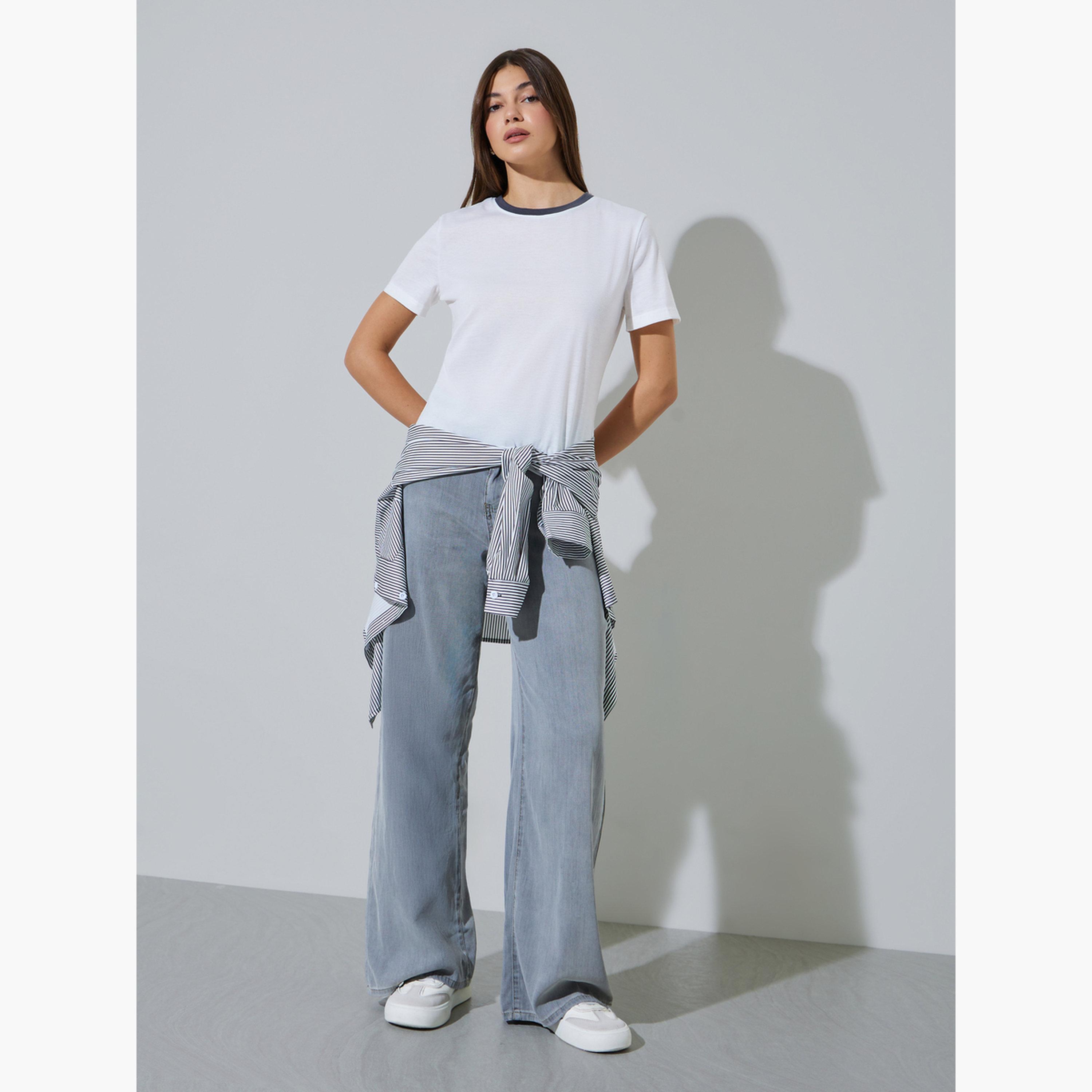 تيشيرت بياقة دائرية وقصة عادية-women-clothing-tshirts-image-2