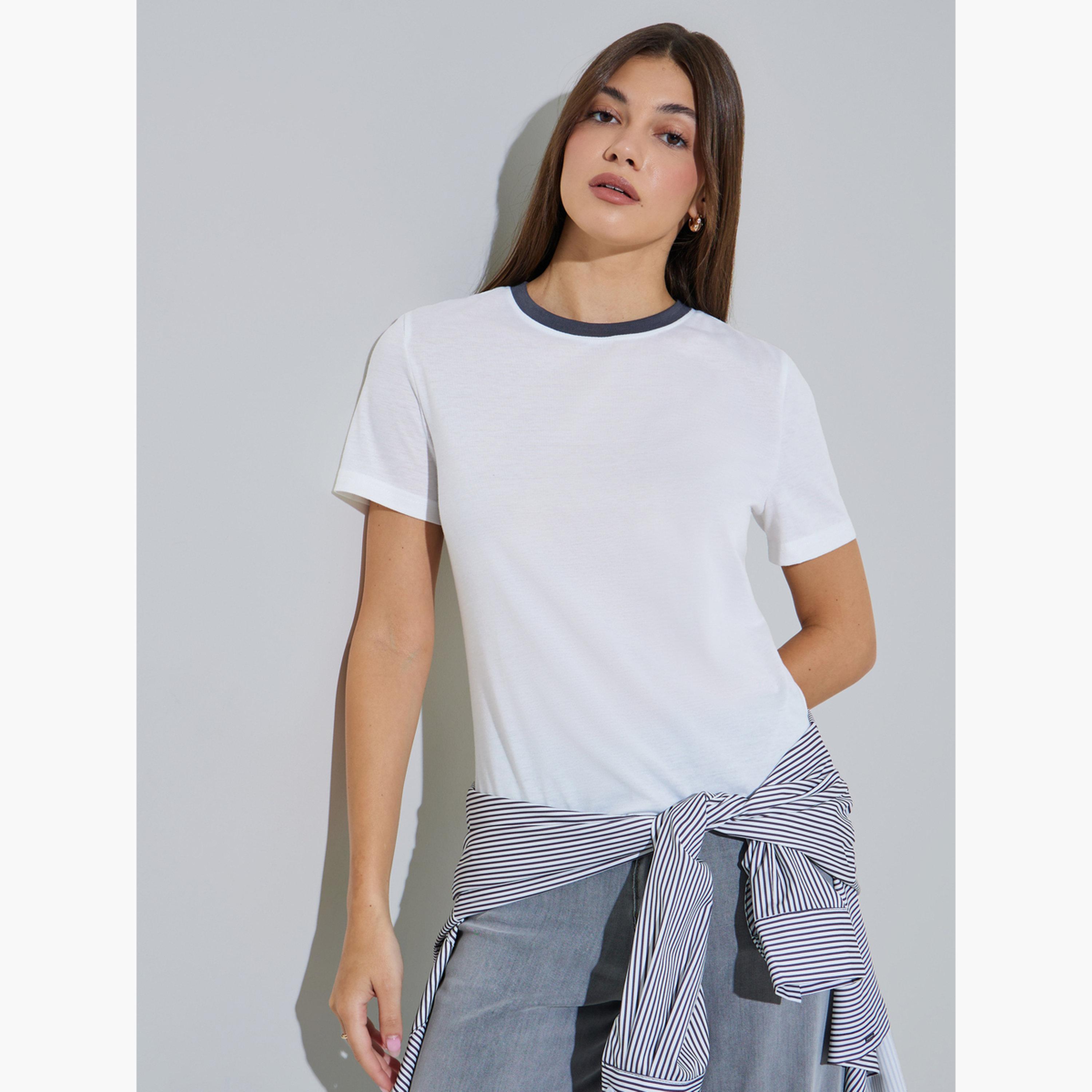 تيشيرت بياقة دائرية وقصة عادية-women-clothing-tshirts-image-3