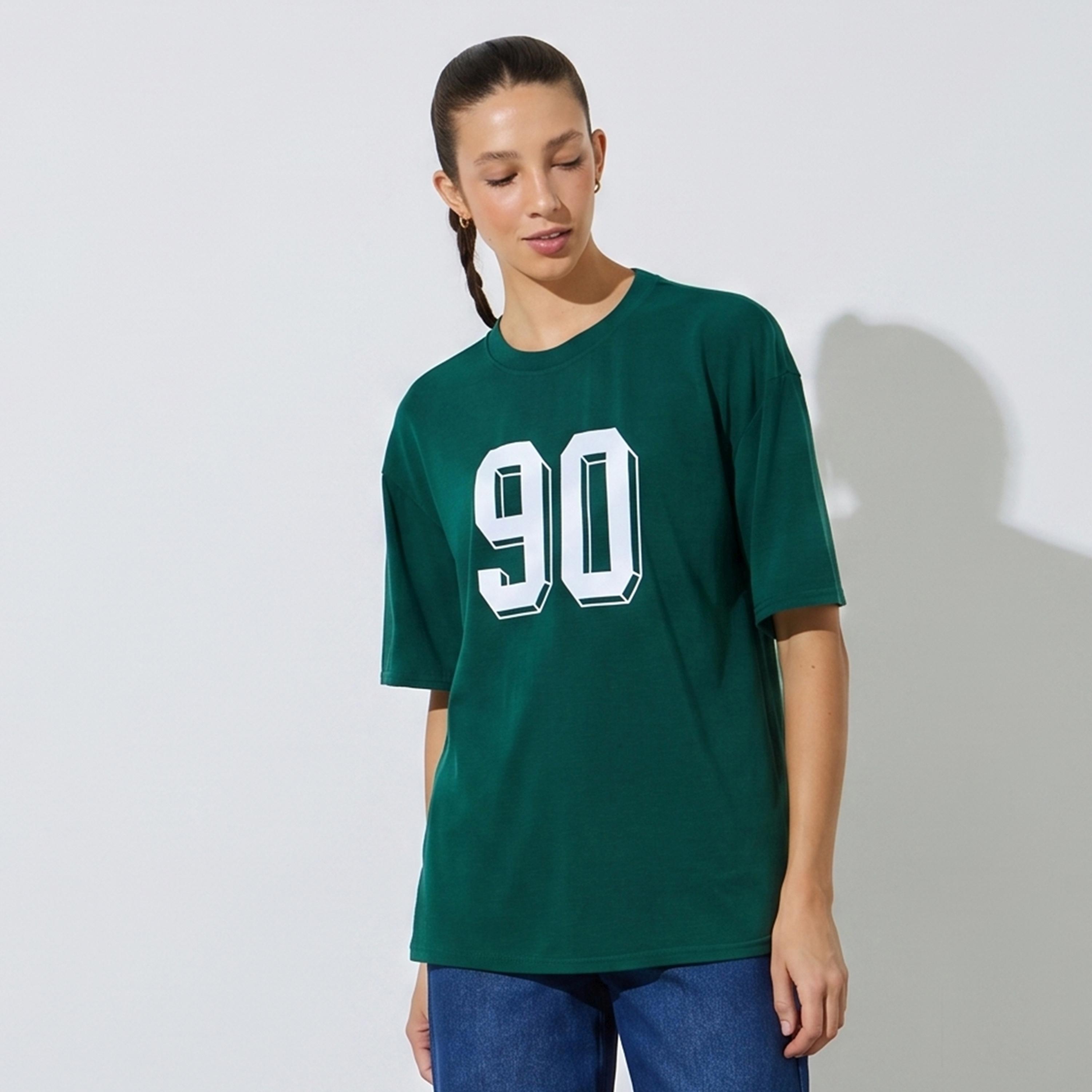 تيشيرت واسع أخضر وطبعة جرافيك-women-clothing-tshirts-image-1