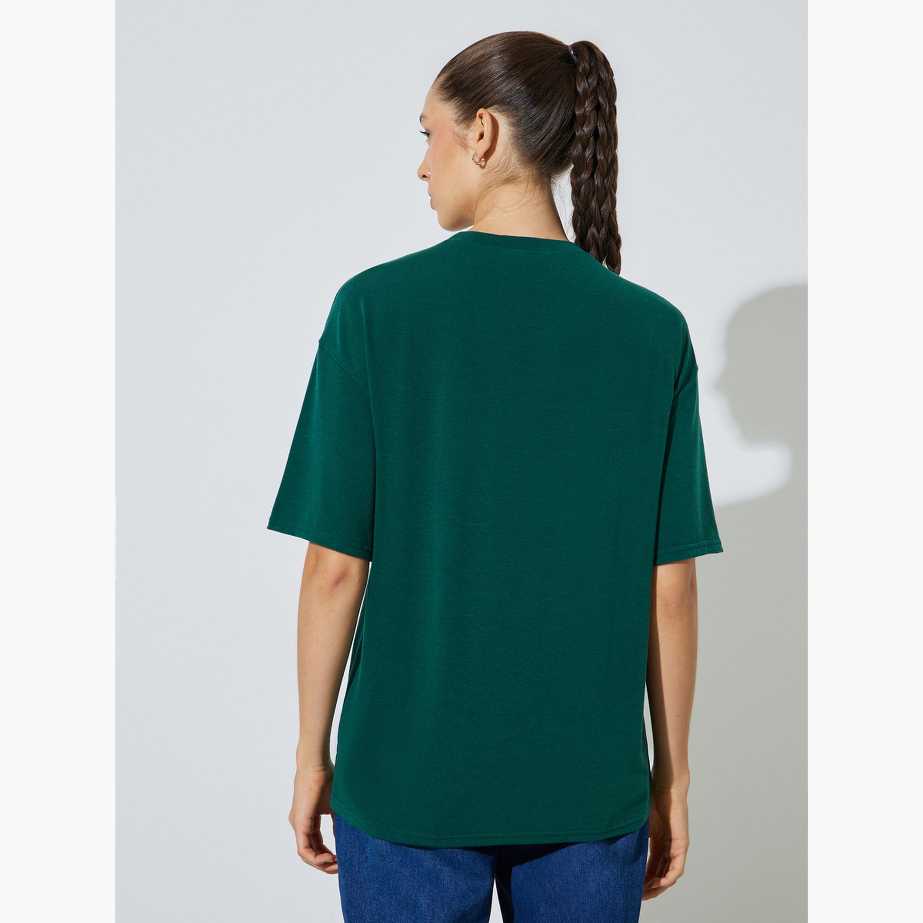 تيشيرت واسع أخضر وطبعة جرافيك-women-clothing-tshirts-image-4