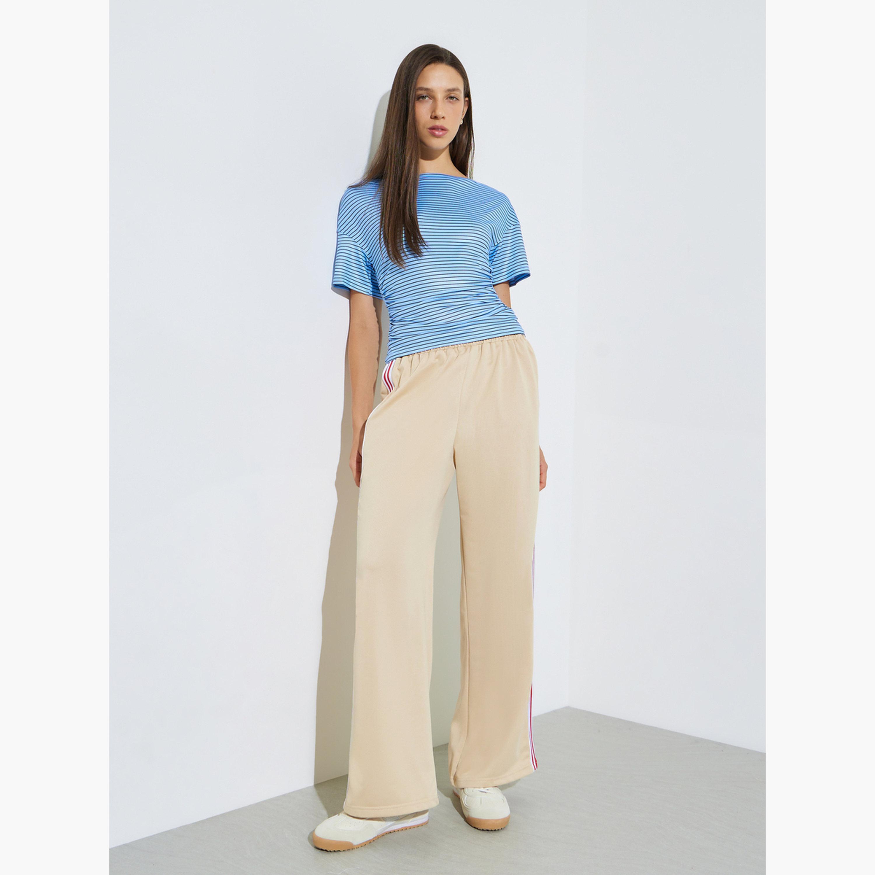 تيشيرت مخطط بخصر مزموم-women-clothing-tshirts-image-5
