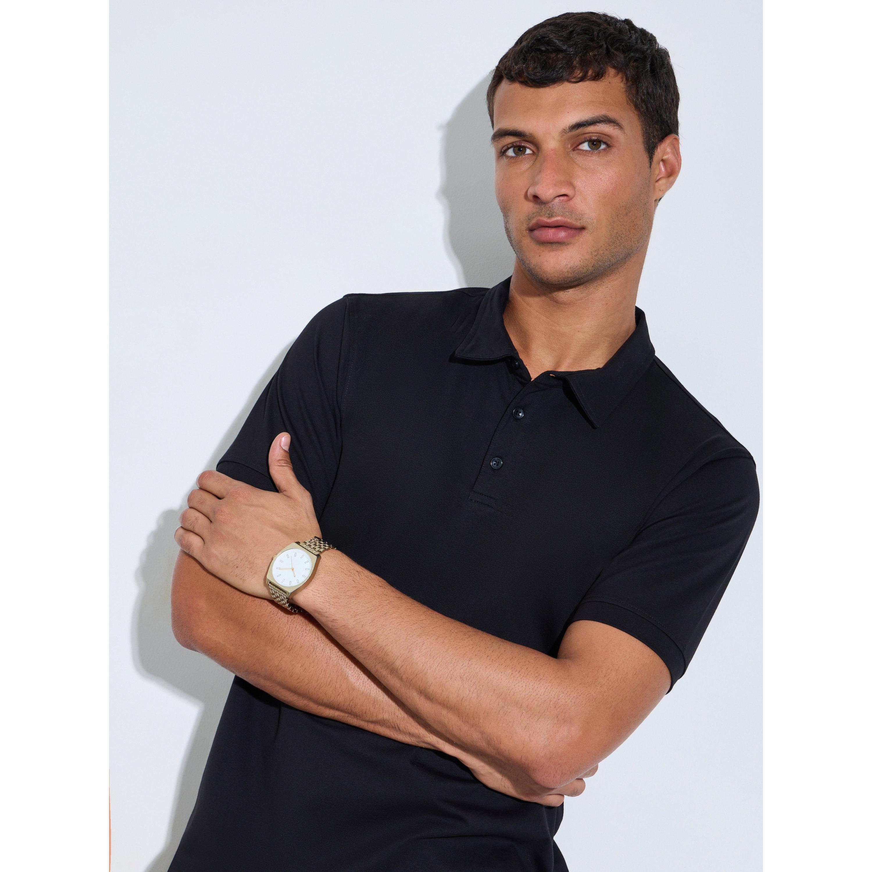 Styli Black Solid Short Sleeves Regular Fit Polo T-Shirt-men-clothing-tshirtsandpolos-polos-image-3