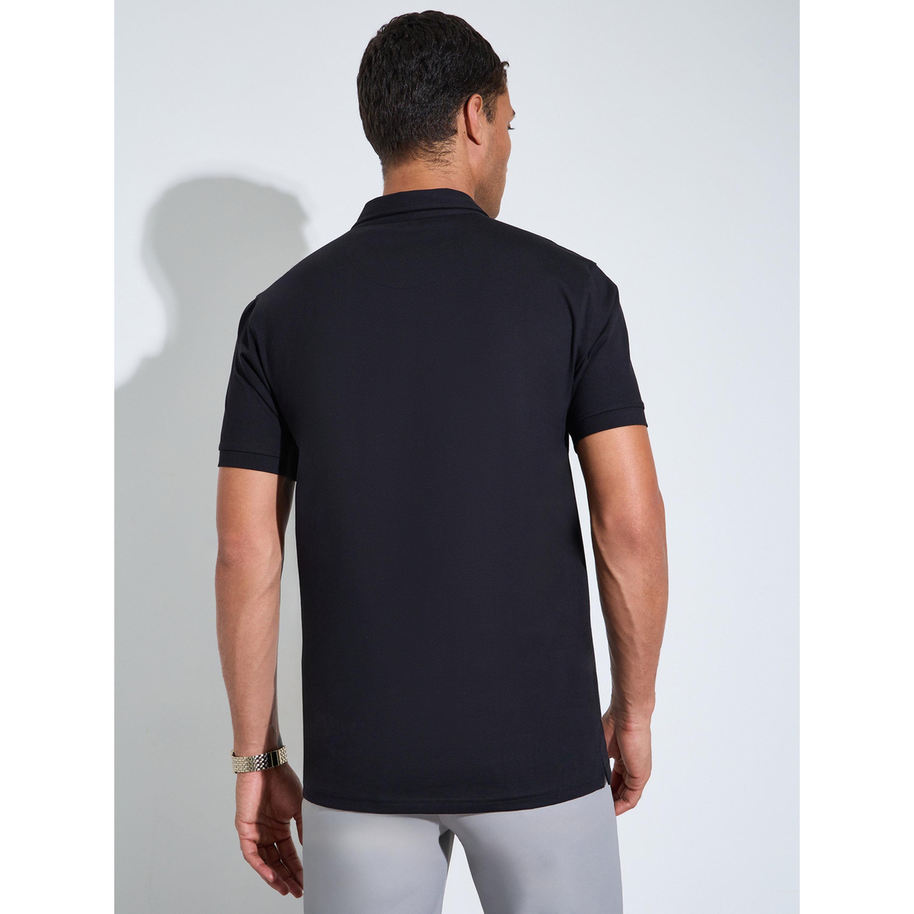 Styli Black Solid Short Sleeves Regular Fit Polo T-Shirt-men-clothing-tshirtsandpolos-polos-image-4