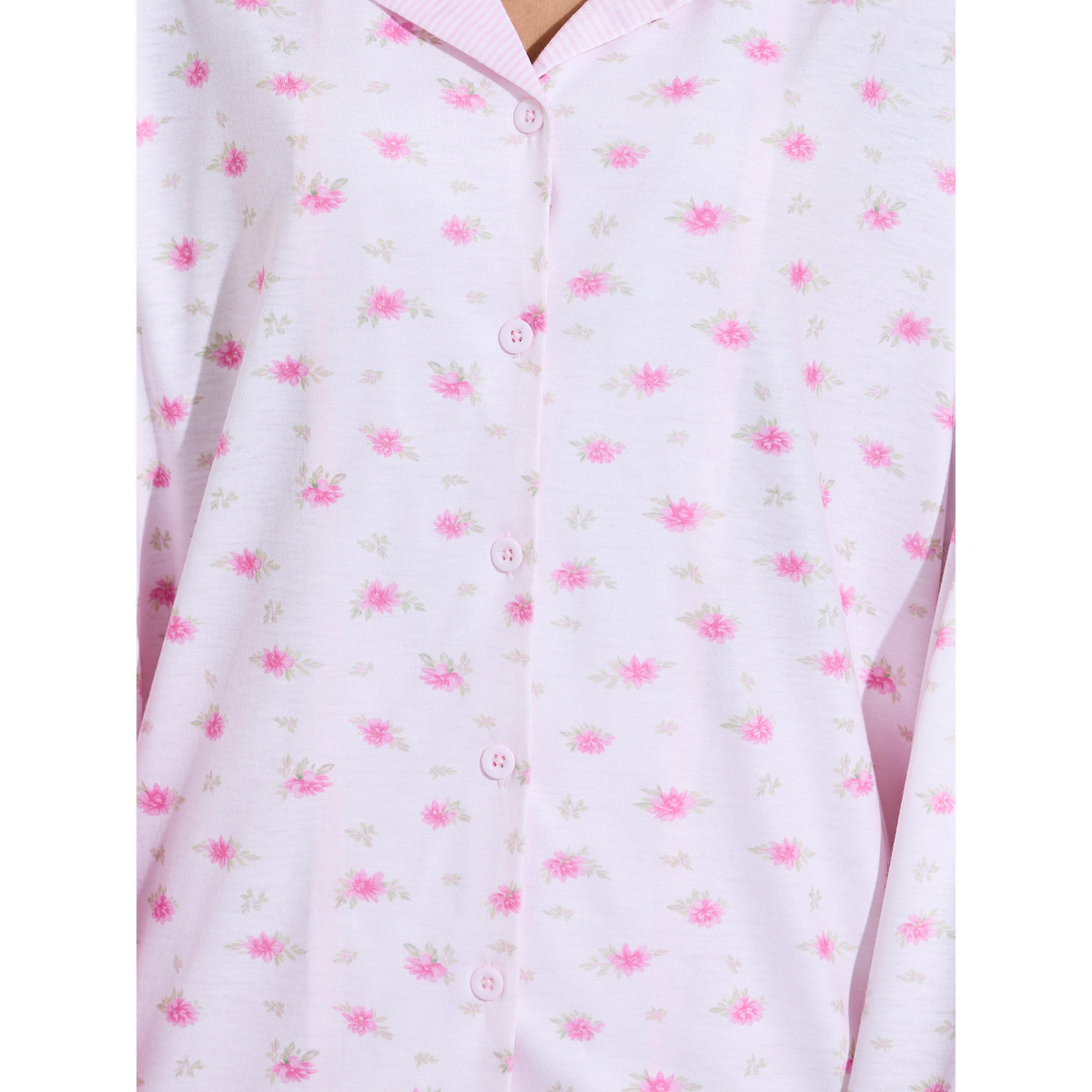 طقم بيجاما من بنطال بأرجل واسعة وبلوزة بطبعة زهور-women-clothing-nightwear-pyjamas-longsets-image-5