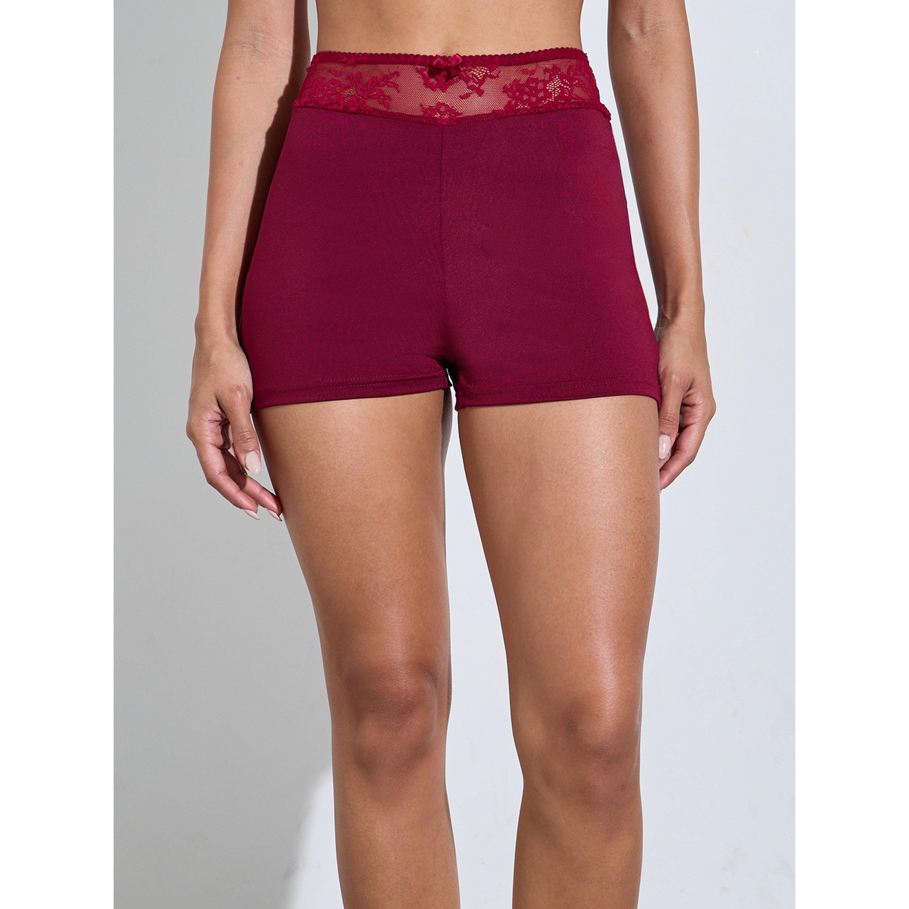 طقم لانجري سادة من شورت وحمالة صدر بالكونيت بتفاصيل دانتيل - أرجواني-women-clothing-lingerie-lingeriesets-image-4