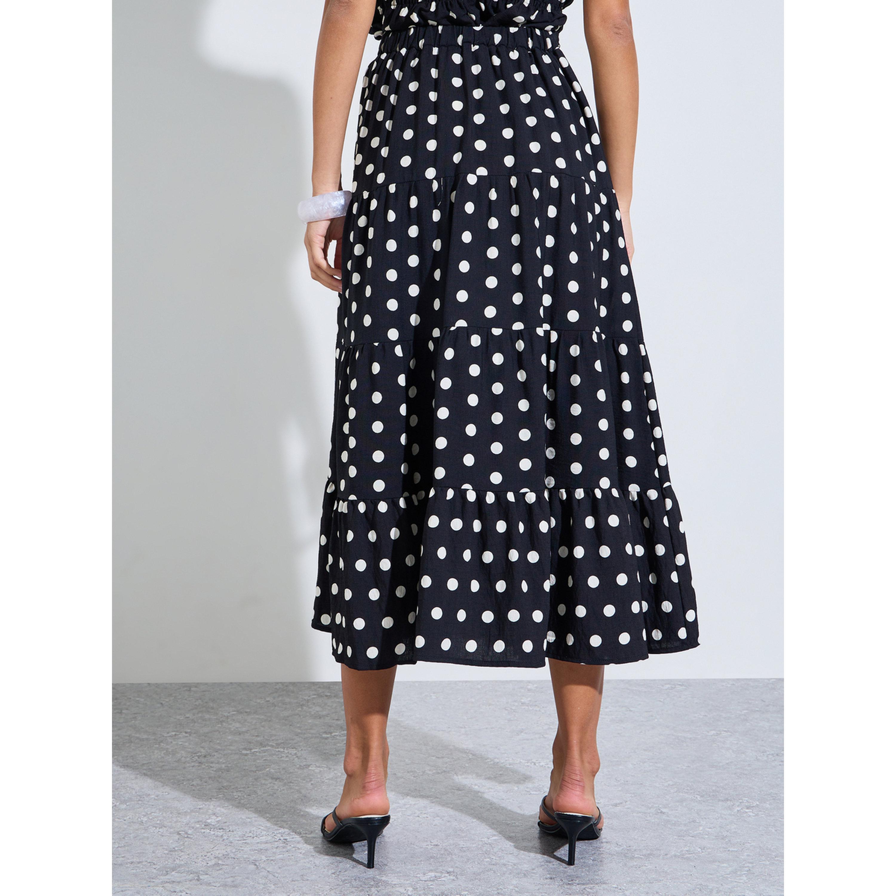 تنورة ميدي بحافة واسعة وطبعة نقاط بولكا-women-clothing-skirts-image-3