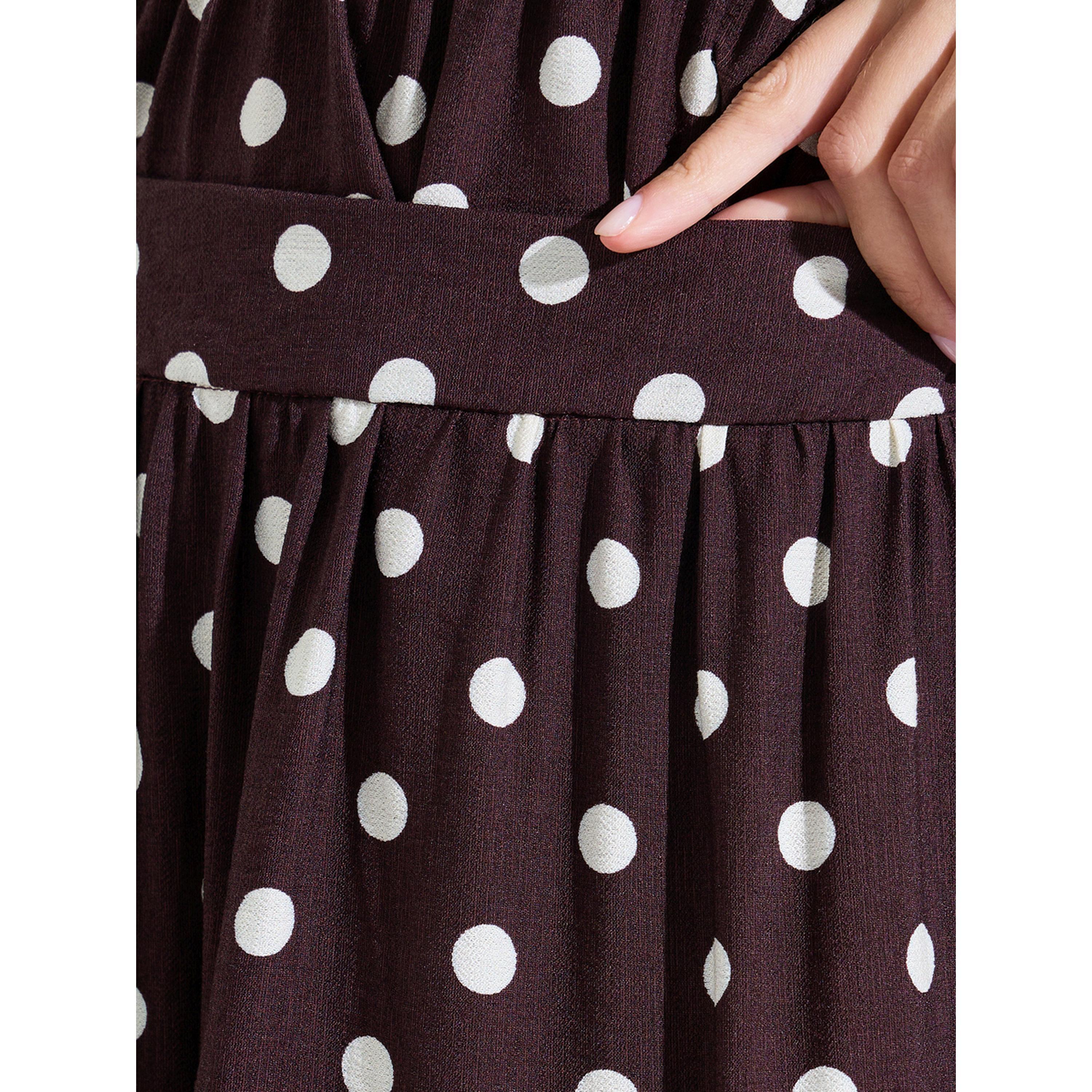 ستيلي تنورة ميدي بنية بقصة A وطبقات ونقشة منقطة-women-clothing-skirts-image-4
