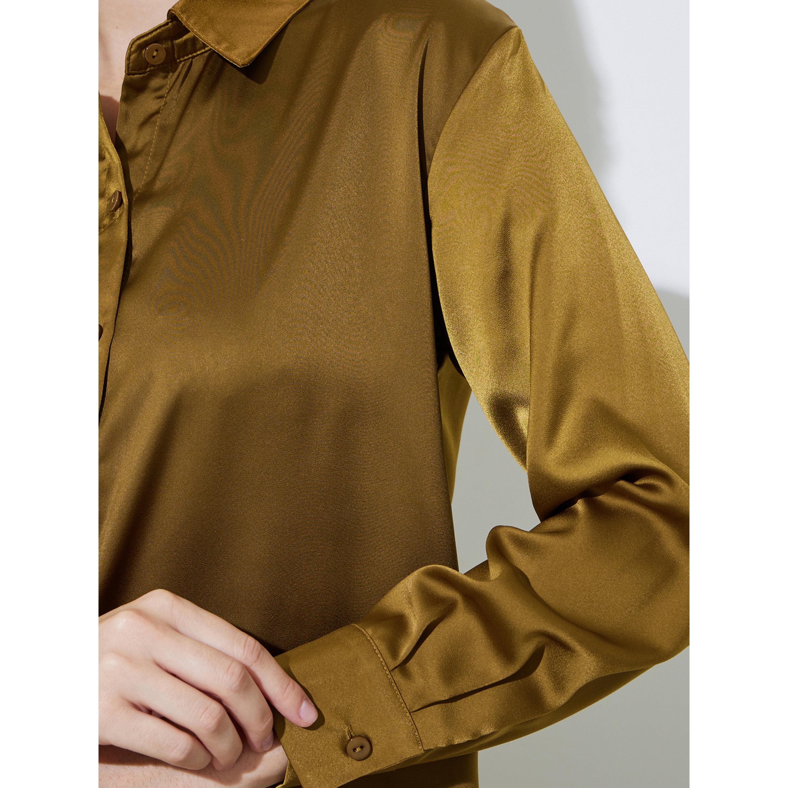 Styli Olive Solid Long Lined Oversized Satin Shirt-women-clothing-shirtsandblouses-shirts-image-5