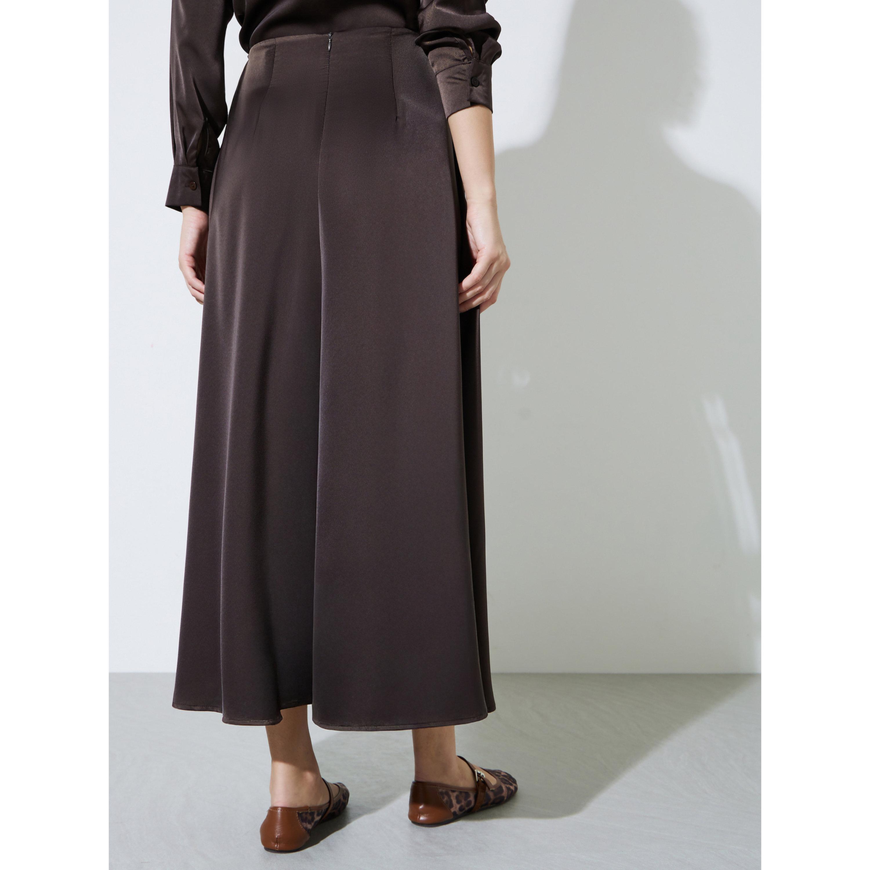 تنورة طويلة بحافة واسعة بلون سادة-women-clothing-skirts-image-4
