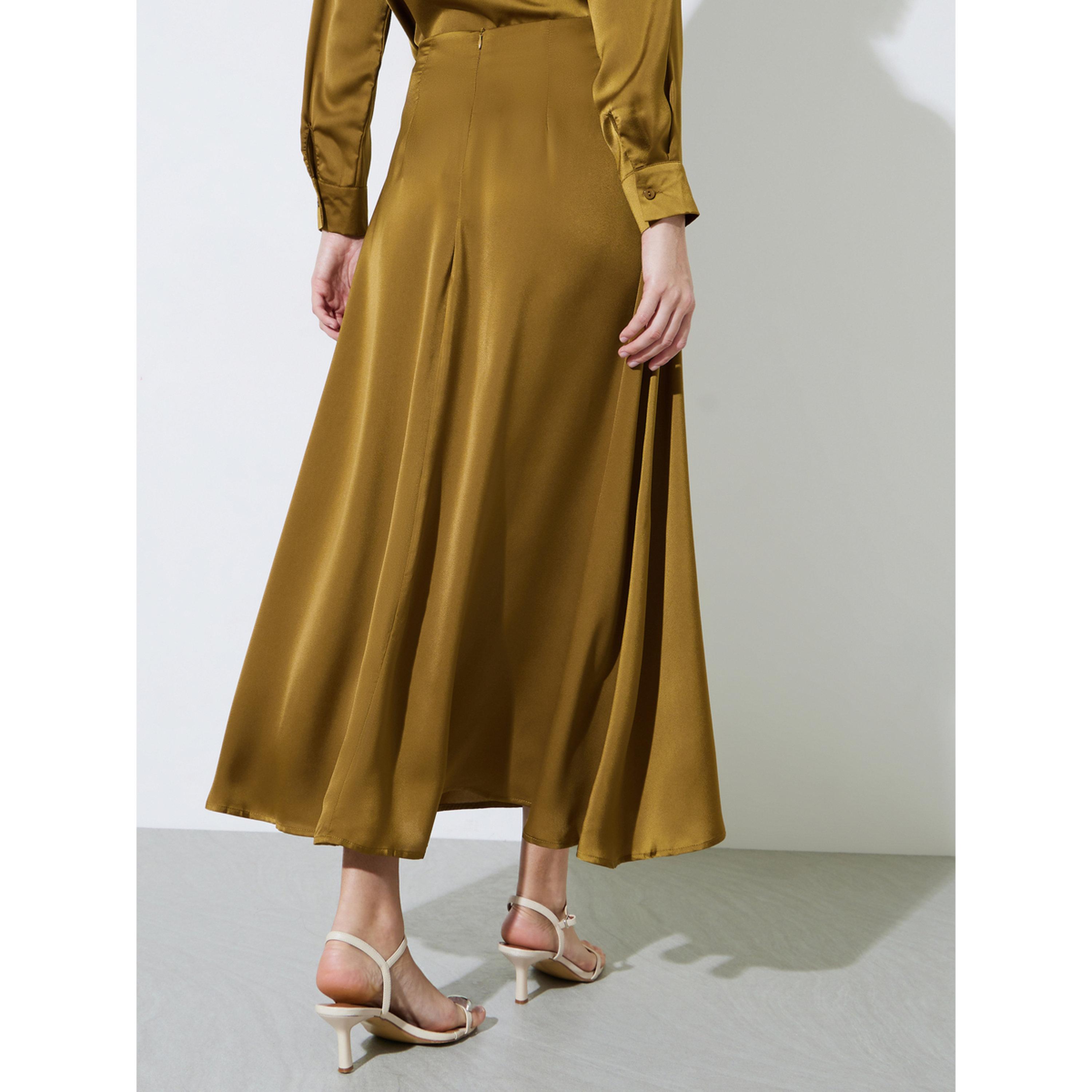 تنورة طويلة بحافة واسعة بلون سادة-women-clothing-skirts-image-4
