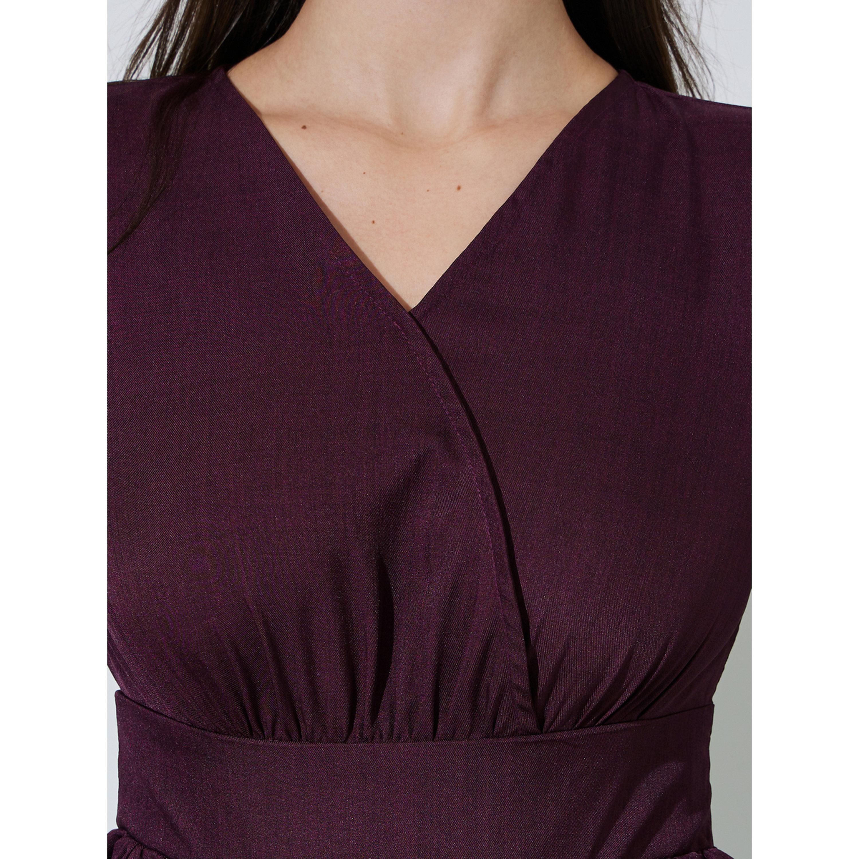بلوزة بيبلوم وتفاصيل مكشكشة سادة بلون بورغندي-women-clothing-shirtsandblouses-blouses-image-5
