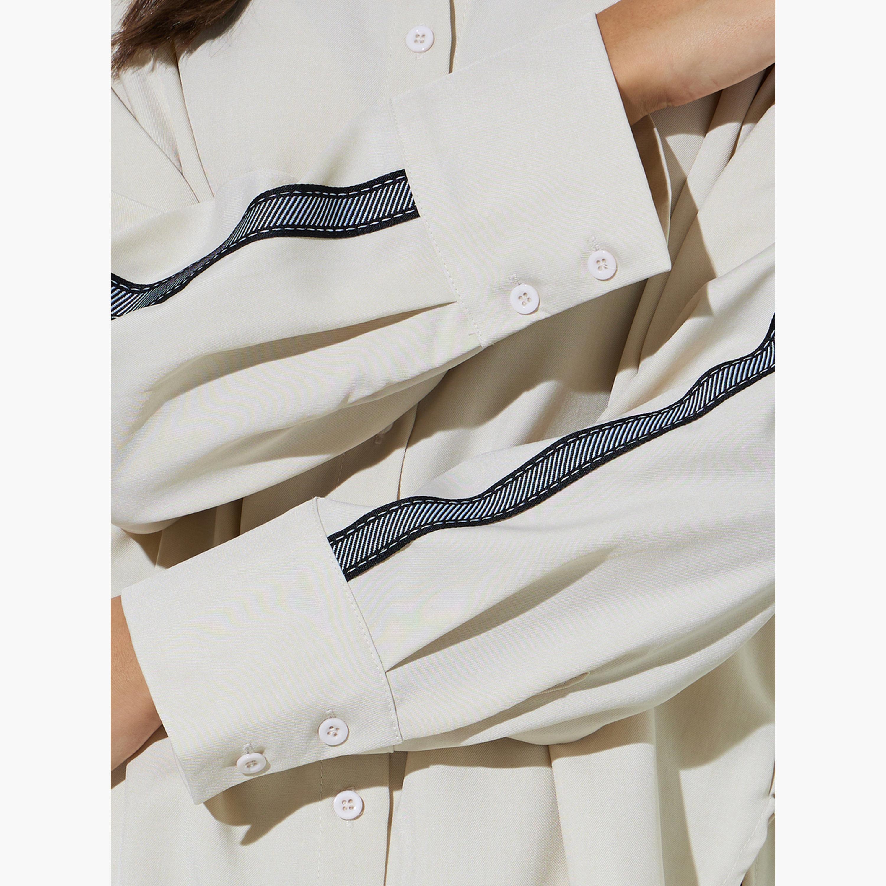 قميص بقصة مريحة وحافة طويلة من الخلف لون أوف وايت-women-clothing-shirtsandblouses-shirts-image-6