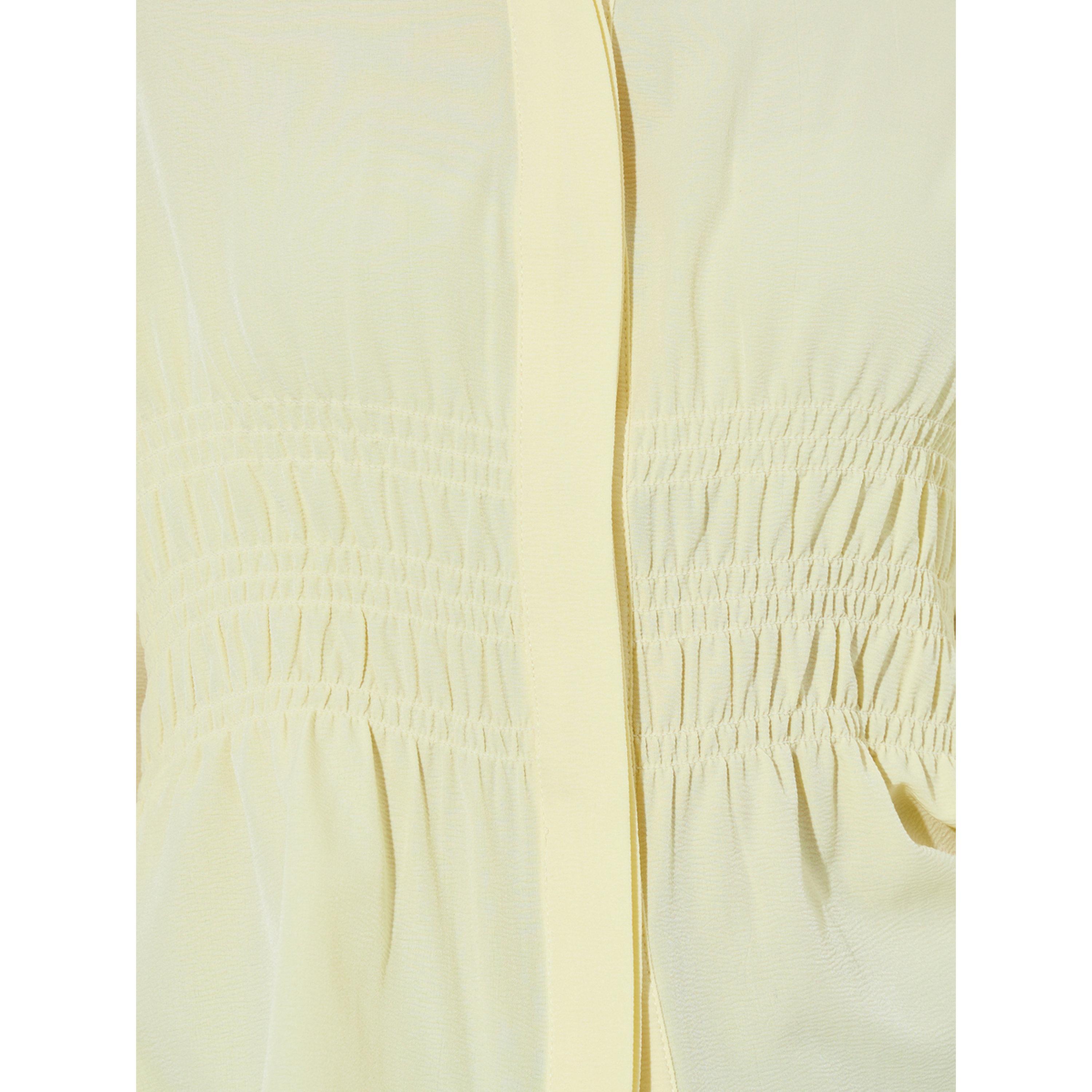 بلوزة بخصر بكسرات كشكشة سادة باللون الأصفر-women-clothing-shirtsandblouses-shirts-image-5