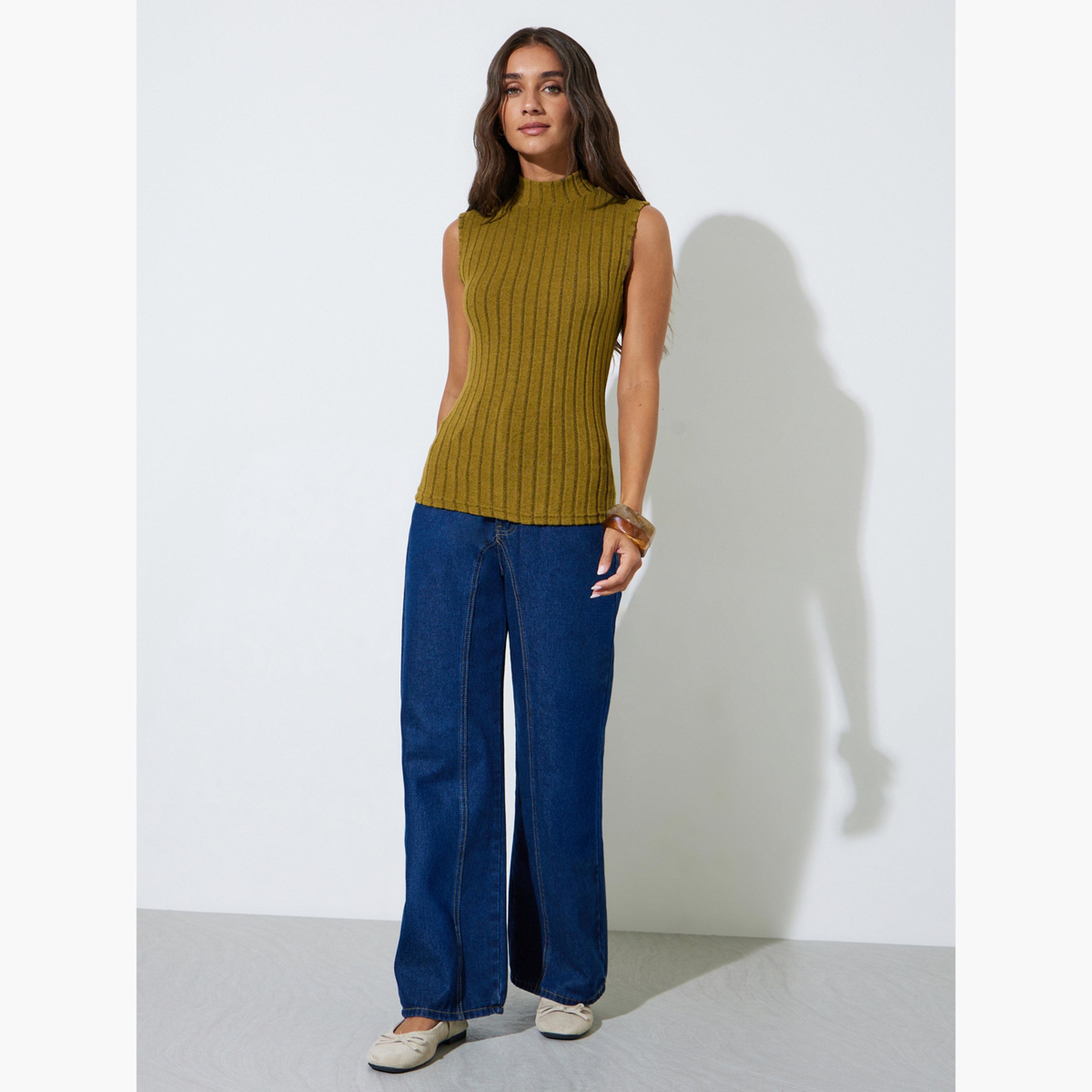 Styli Pack of 2 - High Neck Sleeveless Fitted Ribbed Knit Top-women-clothing-shirtsandblouses-blouses-image-5