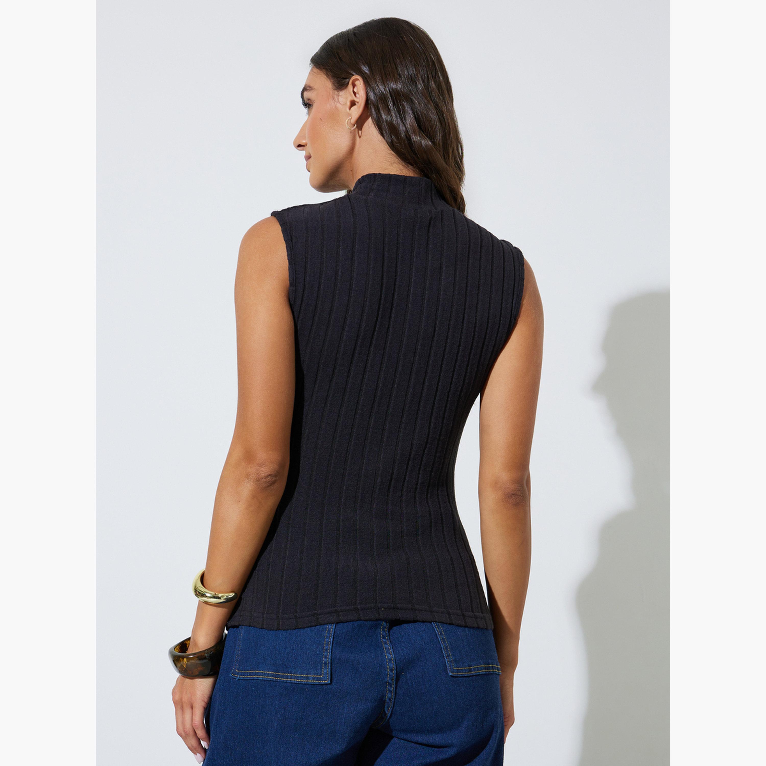 Styli Pack of 2 - High Neck Sleeveless Fitted Ribbed Knit Top-women-clothing-shirtsandblouses-blouses-image-6