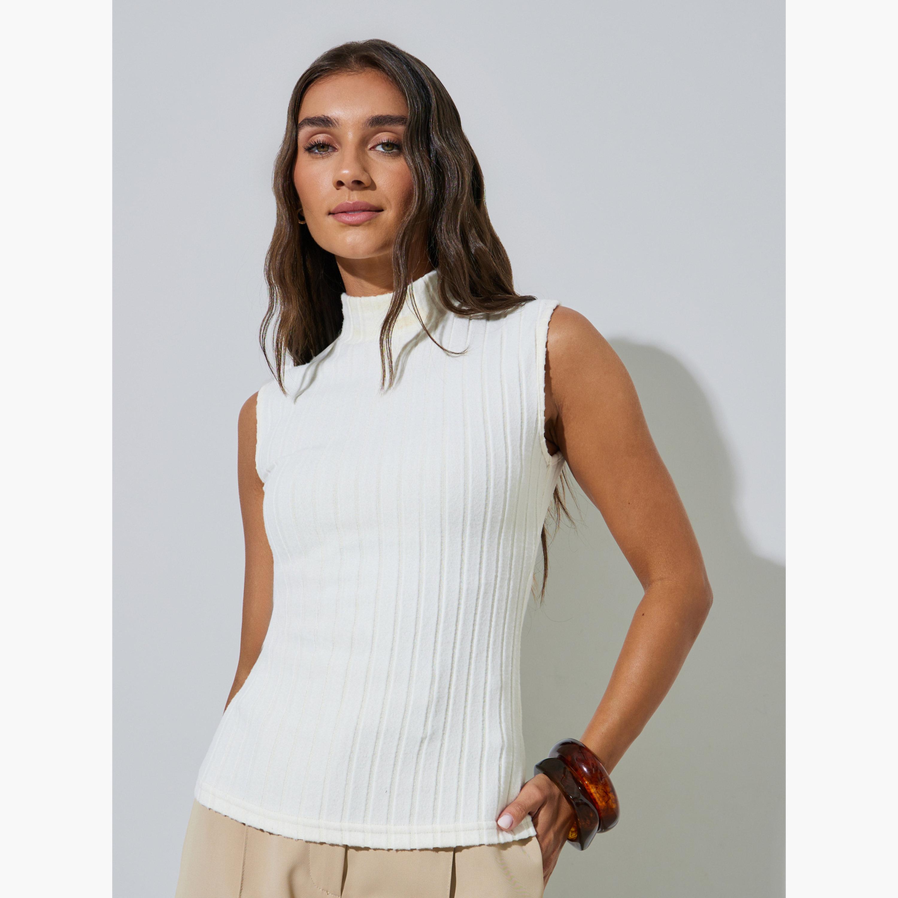 Styli Pack of 2 - High Neck Sleeveless Fitted Ribbed Knit Top-women-clothing-shirtsandblouses-blouses-image-5