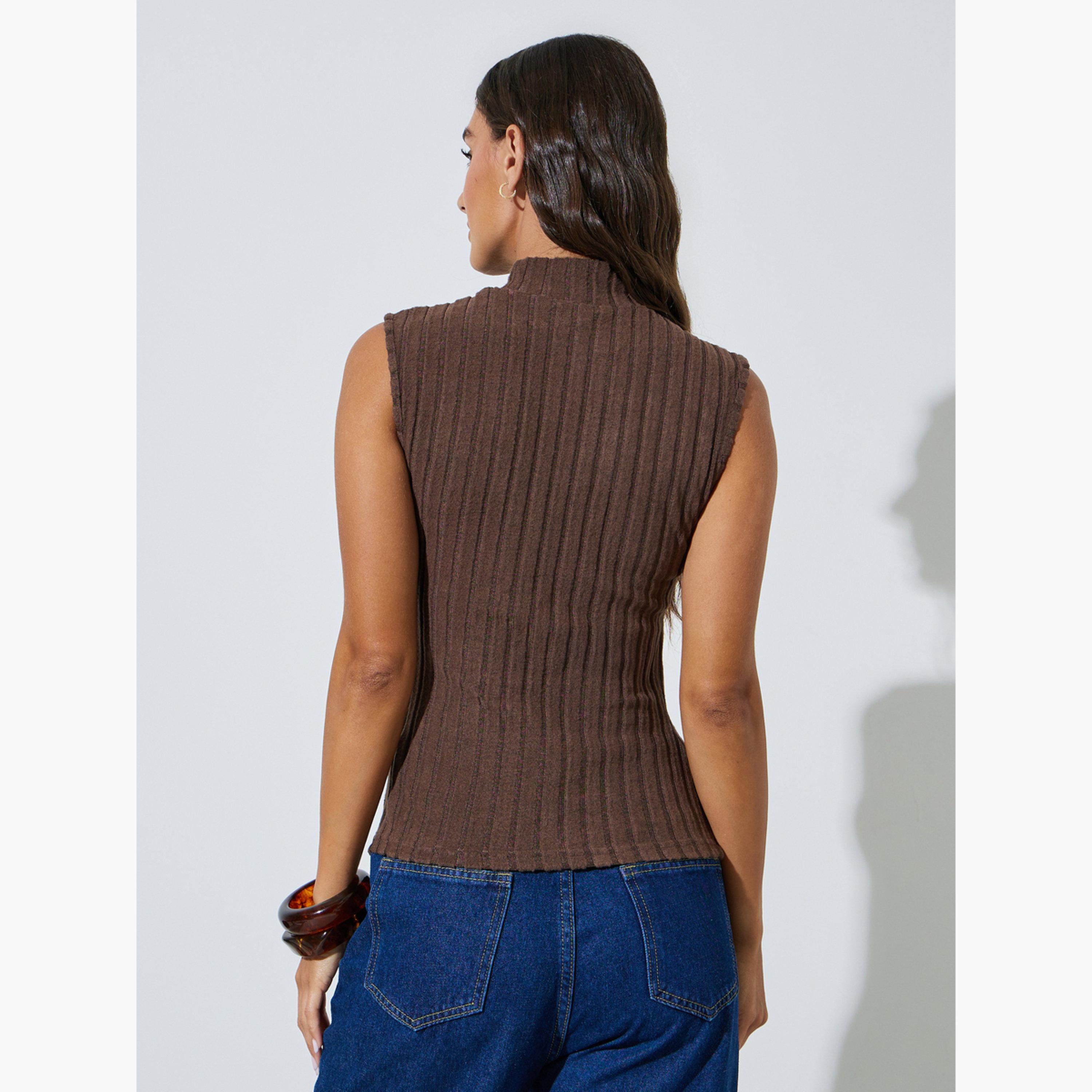 Styli Pack of 2 - High Neck Sleeveless Fitted Ribbed Knit Top-women-clothing-shirtsandblouses-blouses-image-6