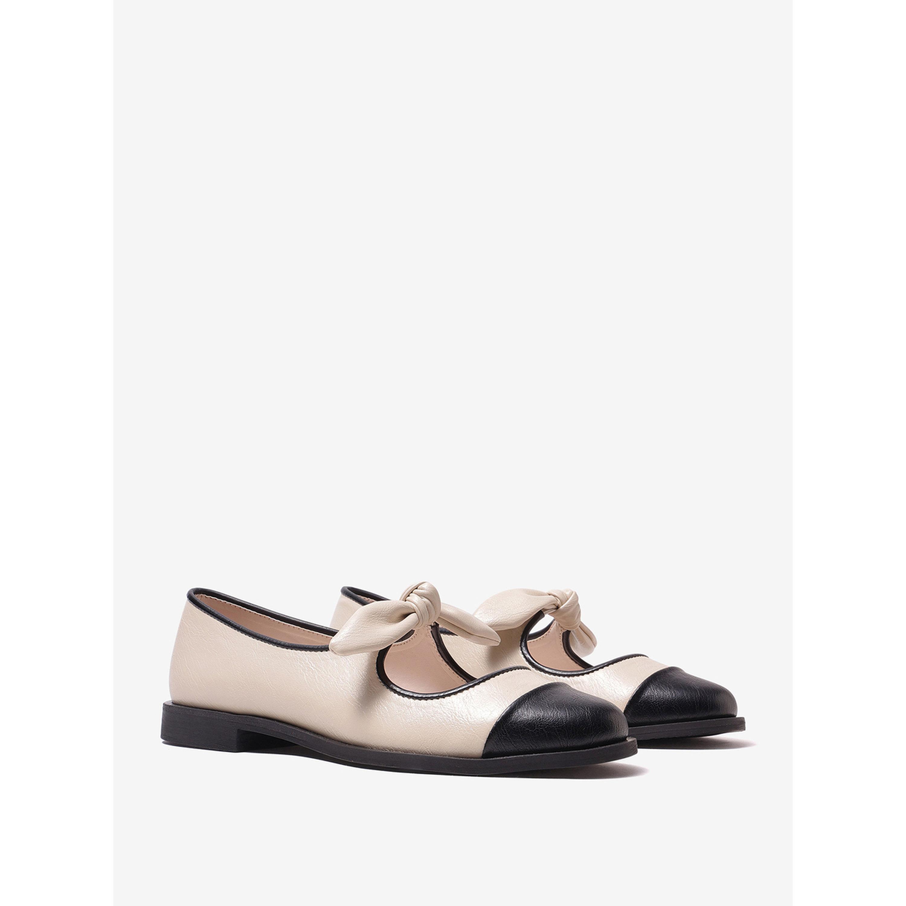 حذاء باليرينا بمقدمة متباينة وتفاصيل عقدة فراشة-women-shoes-ballerinas-image-1