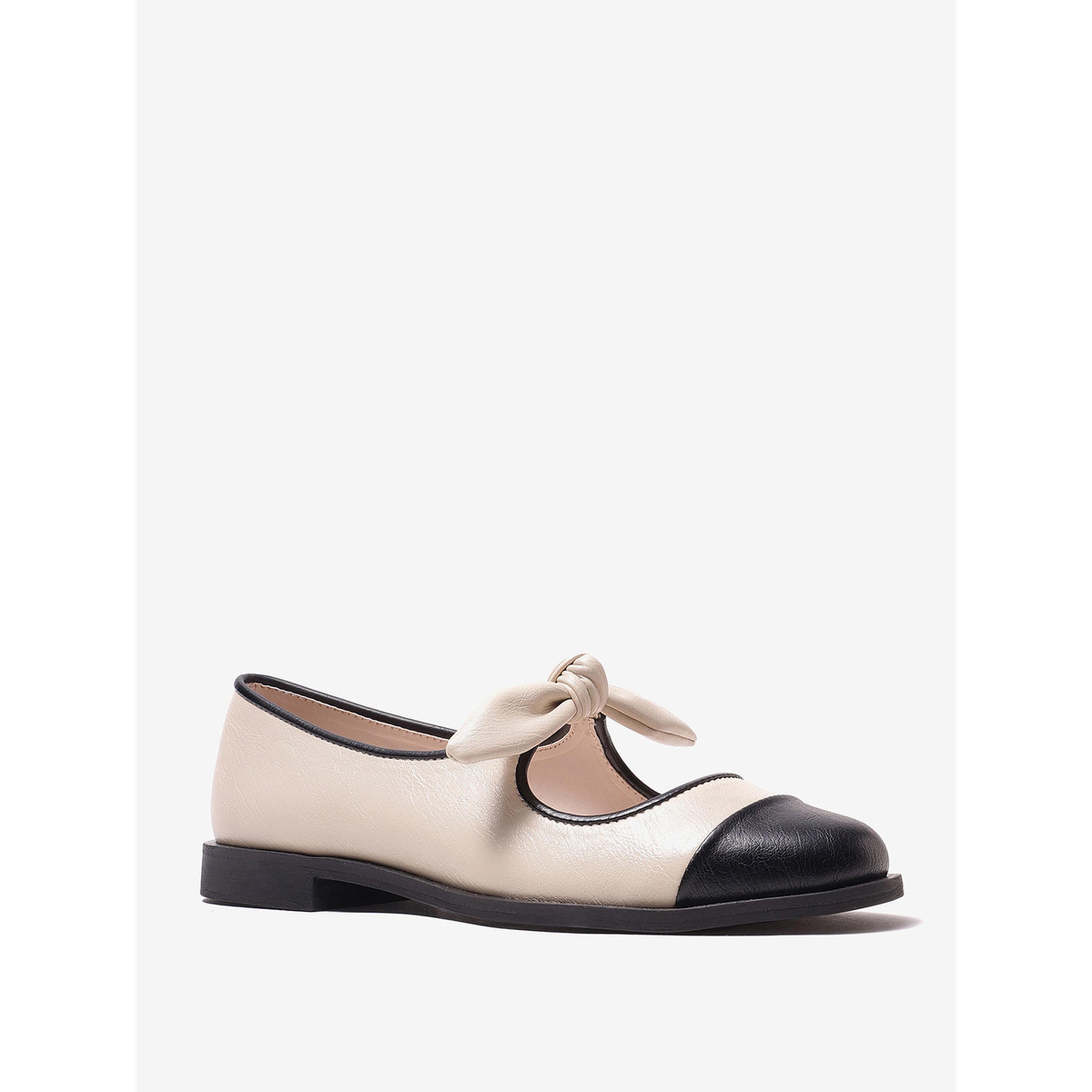 حذاء باليرينا بمقدمة متباينة وتفاصيل عقدة فراشة-women-shoes-ballerinas-image-4