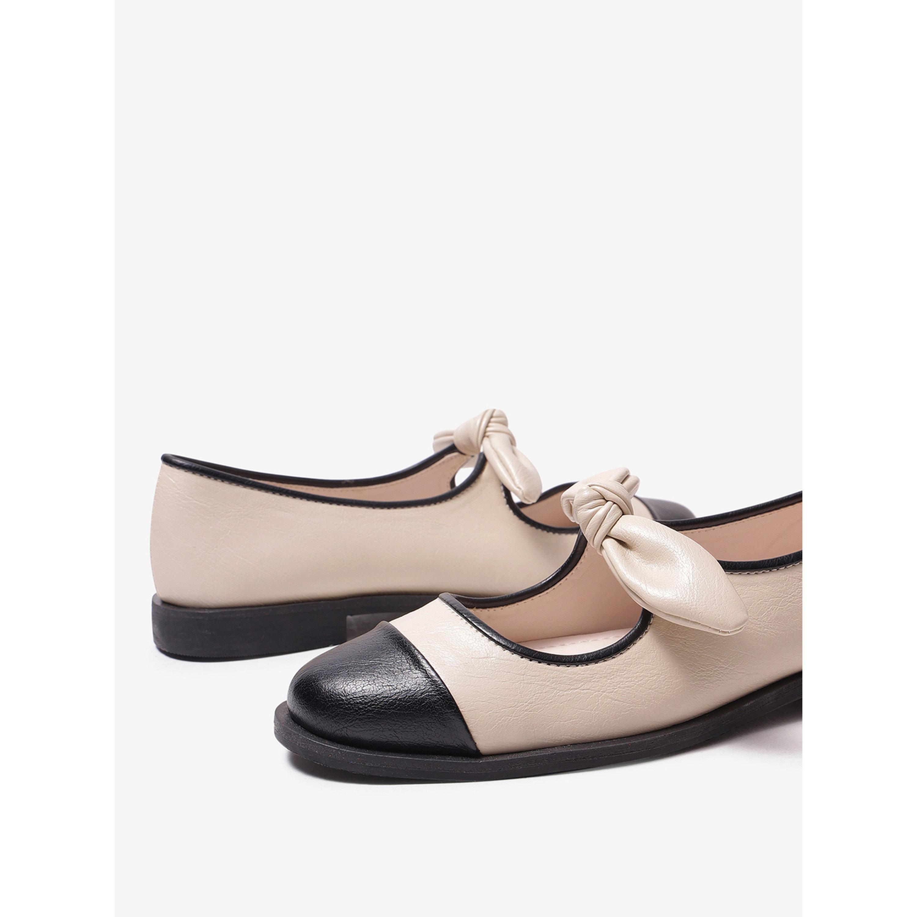 حذاء باليرينا بمقدمة متباينة وتفاصيل عقدة فراشة-women-shoes-ballerinas-image-6