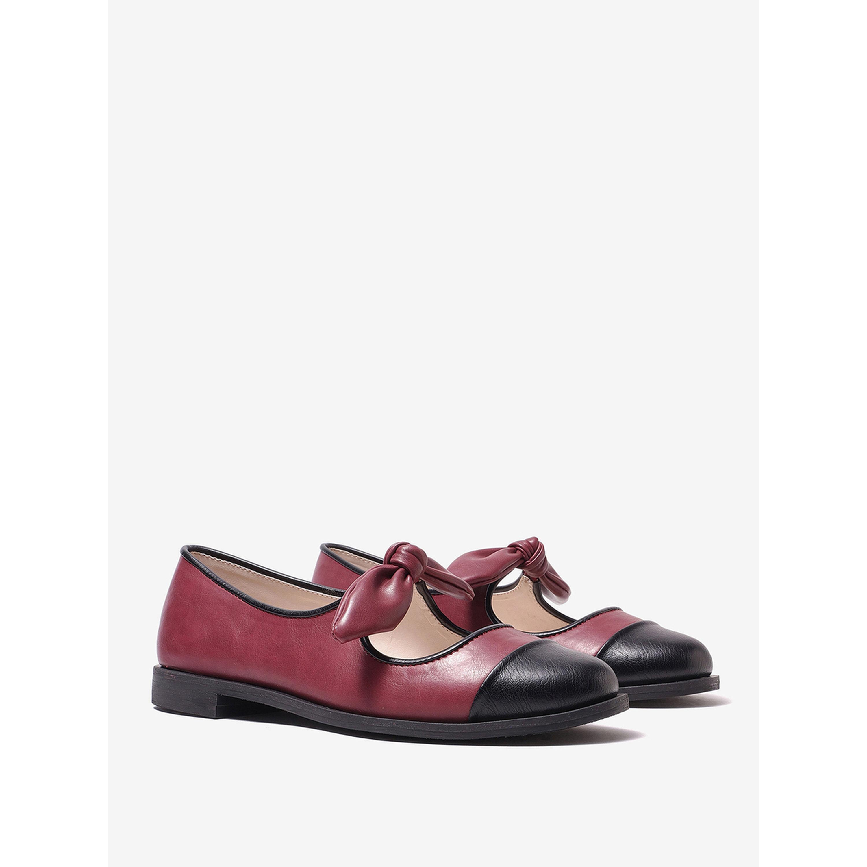 حذاء باليرينا بمقدمة متباينة وتفاصيل عقدة فراشة-women-shoes-ballerinas-image-1