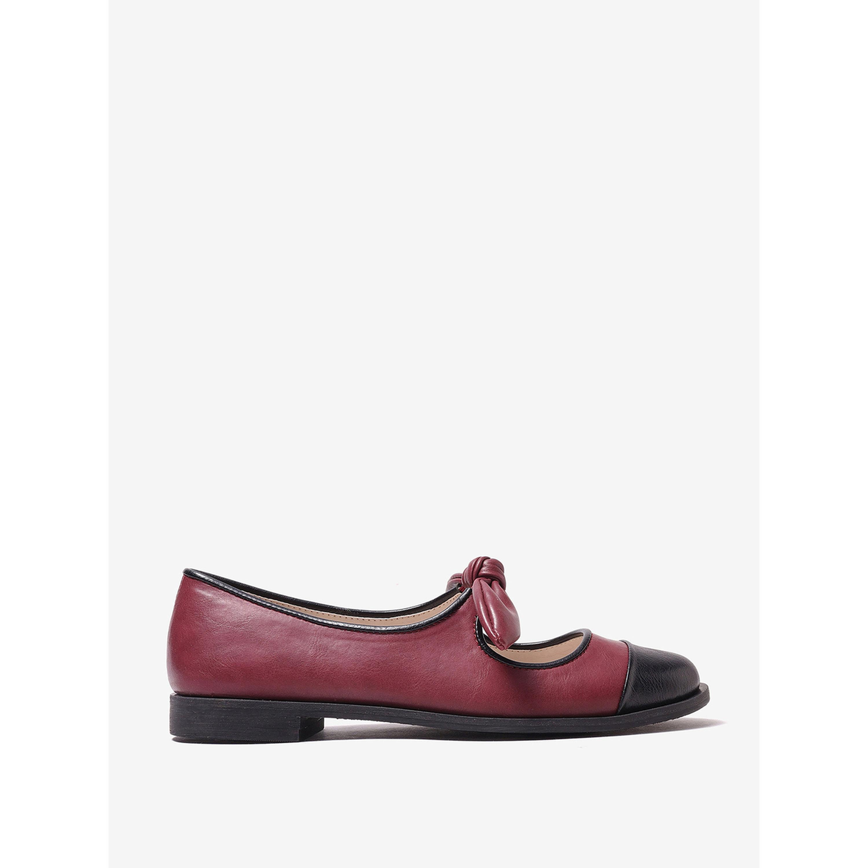 حذاء باليرينا بمقدمة متباينة وتفاصيل عقدة فراشة-women-shoes-ballerinas-image-3