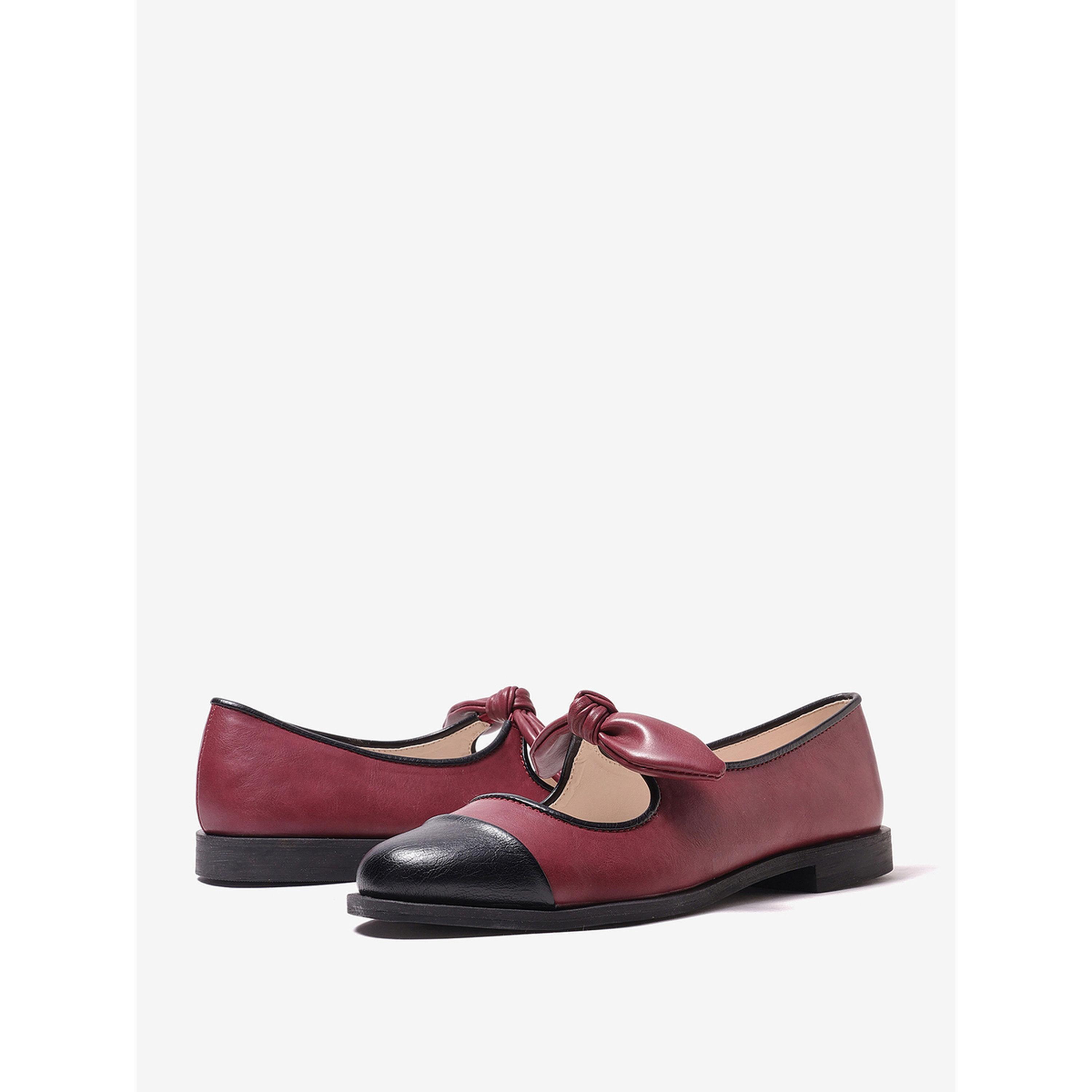 حذاء باليرينا بمقدمة متباينة وتفاصيل عقدة فراشة-women-shoes-ballerinas-image-6
