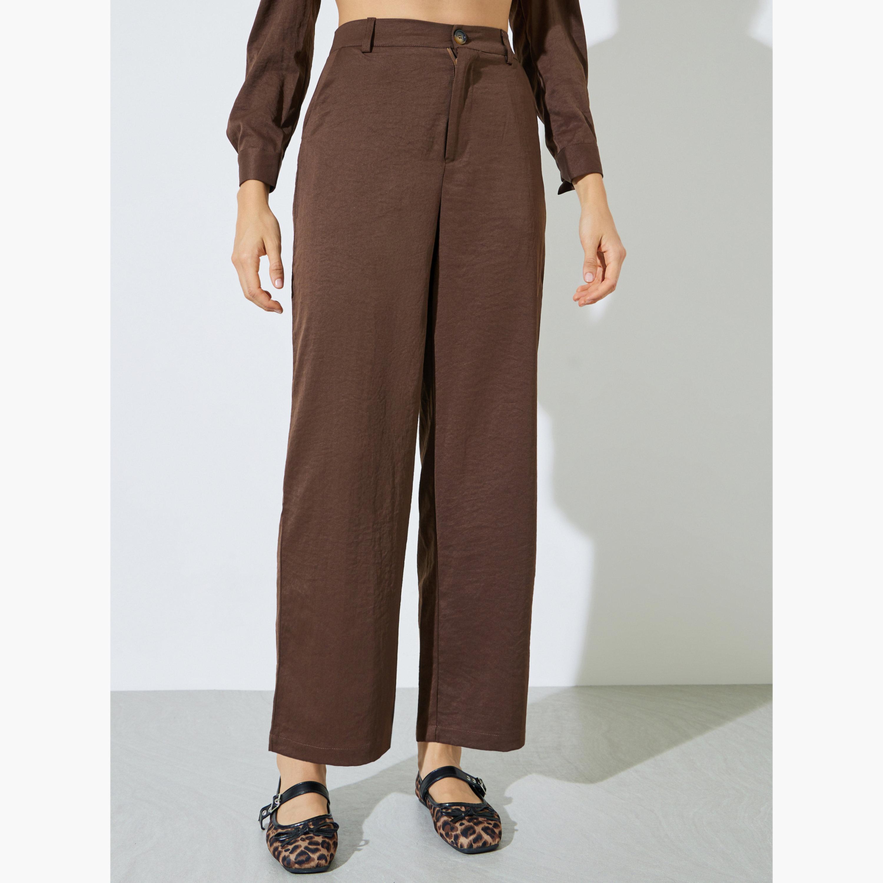 طقم منسق من بنطال وبلوزة بأكمام مطوية وجيوب-women-clothing-coordsets-image-5