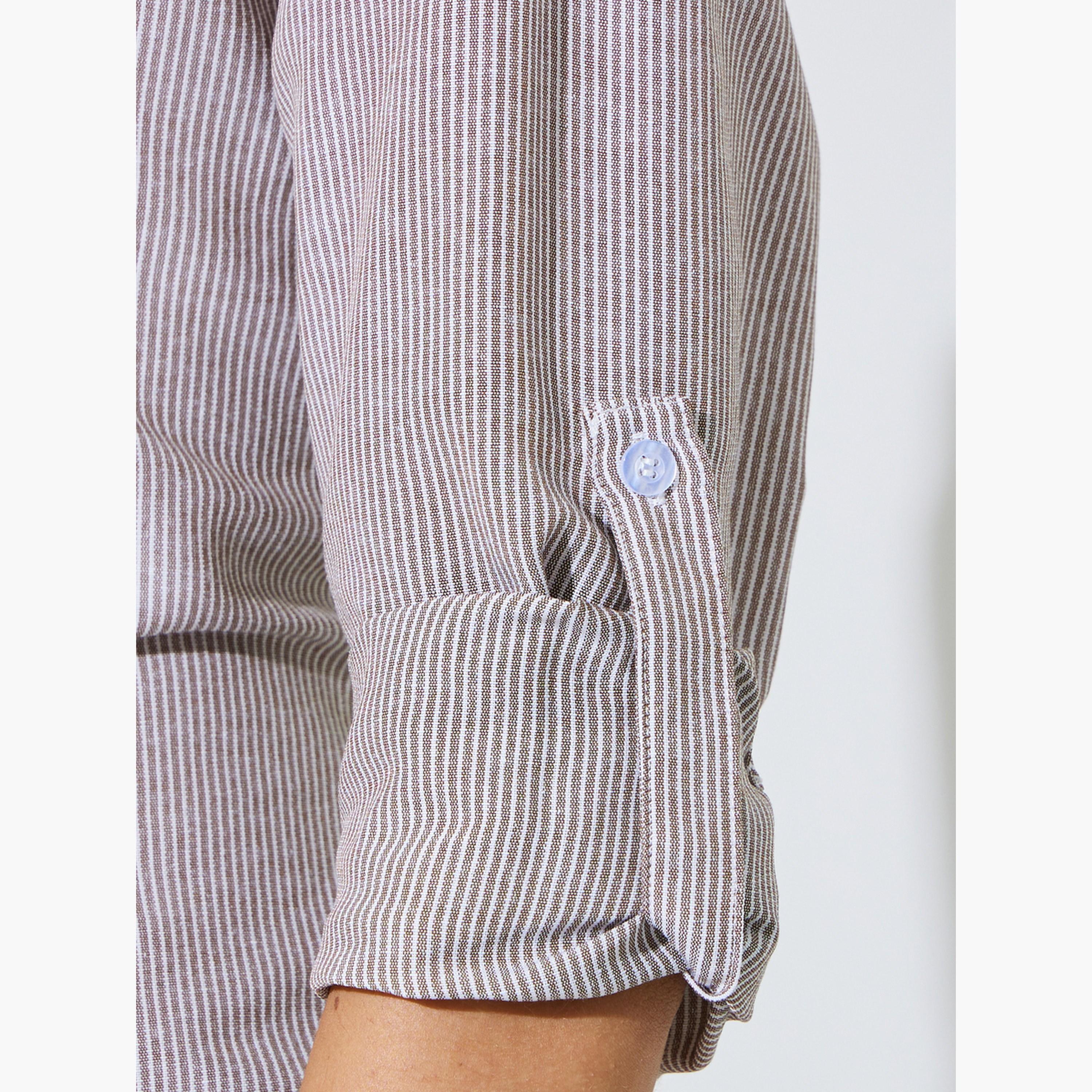 Styli Brown Striped Shirt and Pants Co-Ord Set-women-clothing-coordsets-image-4