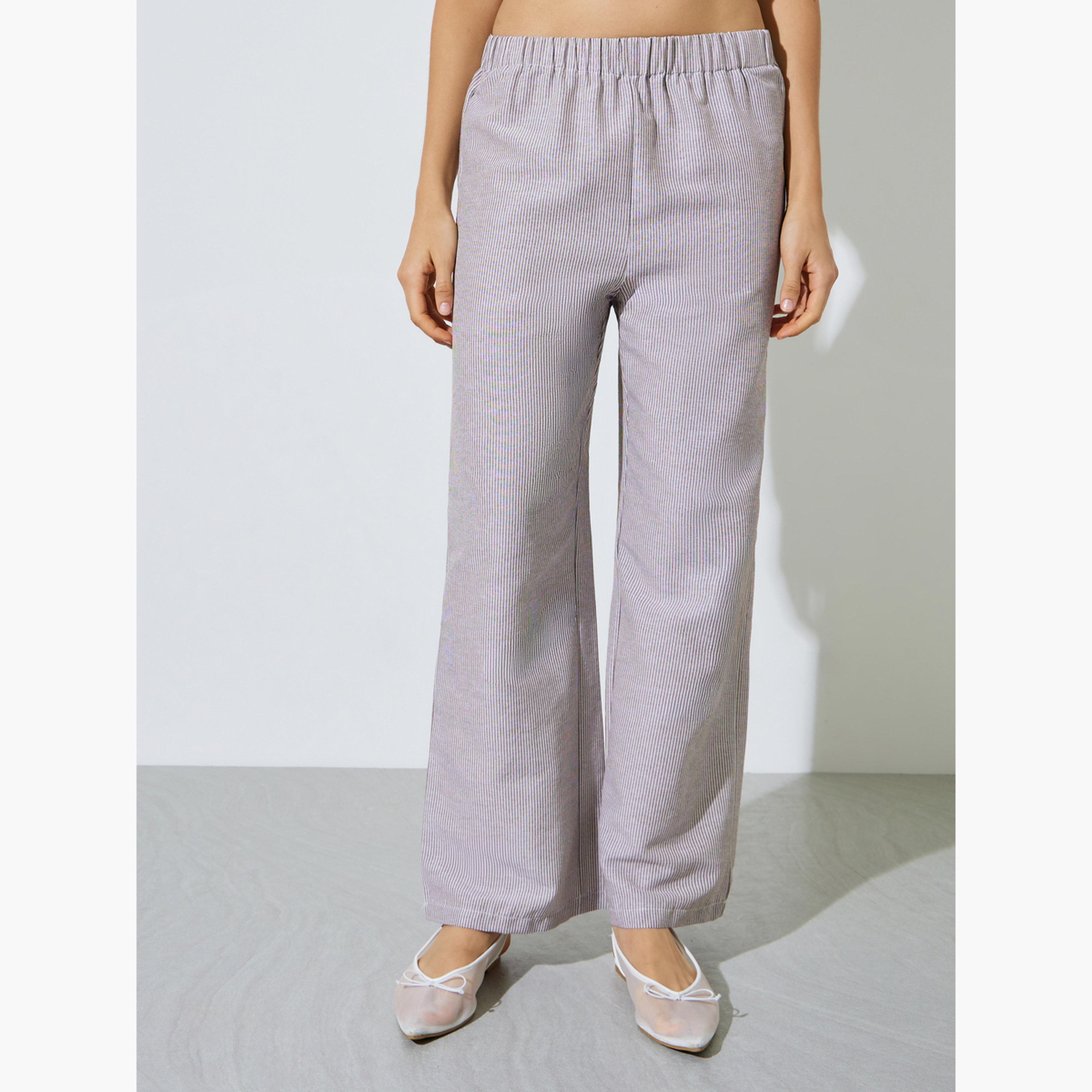 Styli Brown Striped Shirt and Pants Co-Ord Set-women-clothing-coordsets-image-5