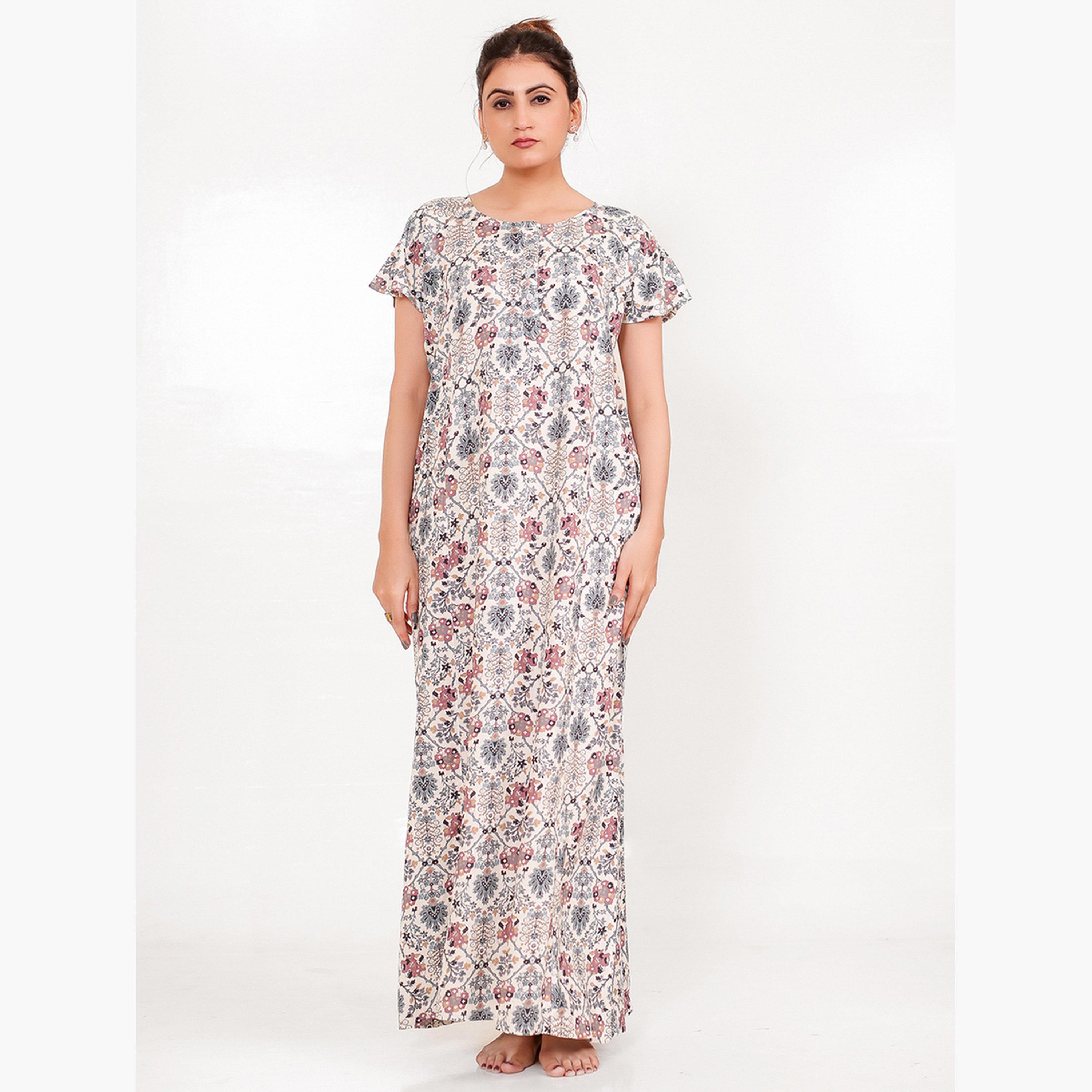 The Kaftan Company X Styli All Over Print Viscose Rayon Nightdress-women-clothing-nightwear-nighties-image-1