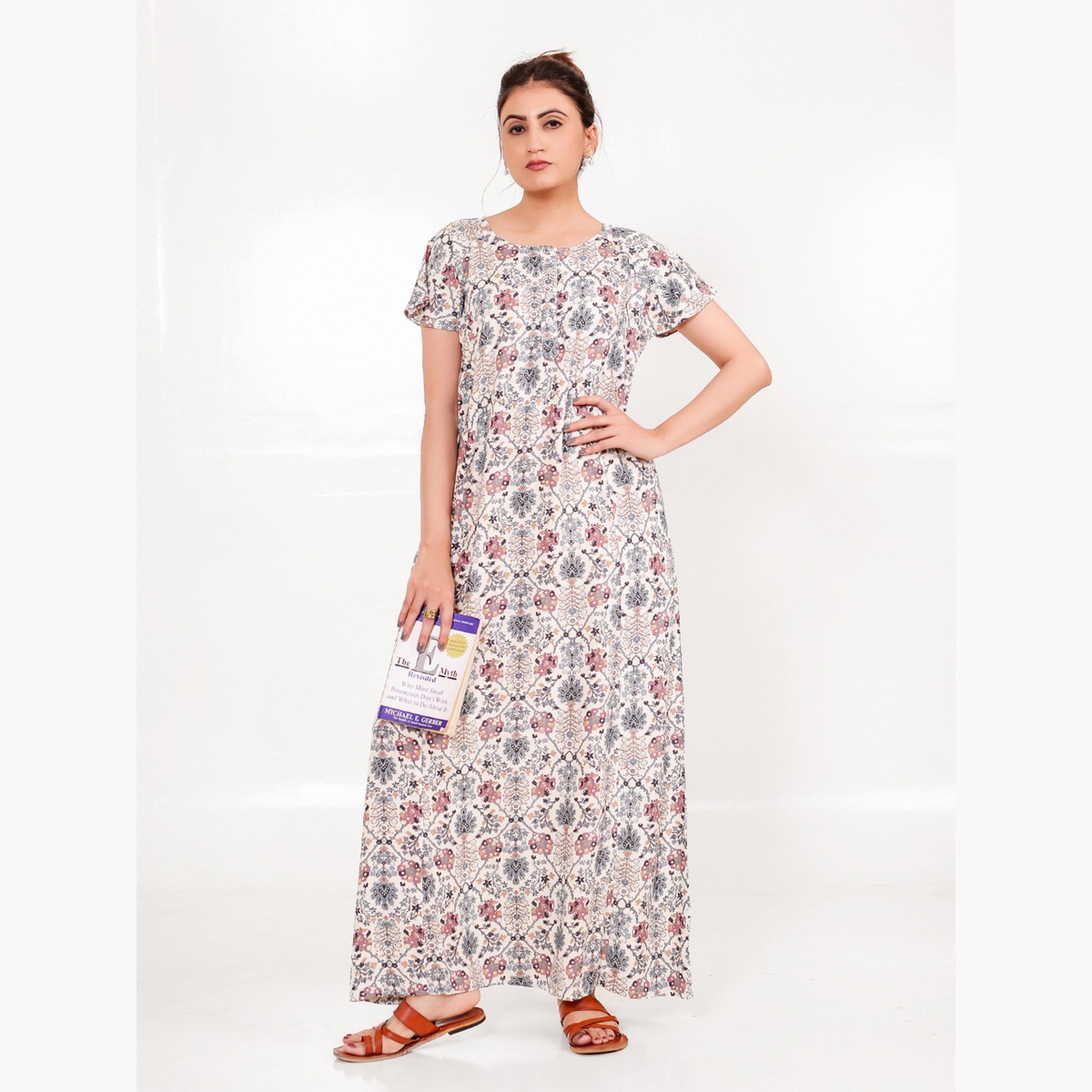 The Kaftan Company X Styli All Over Print Viscose Rayon Nightdress-women-clothing-nightwear-nighties-image-3
