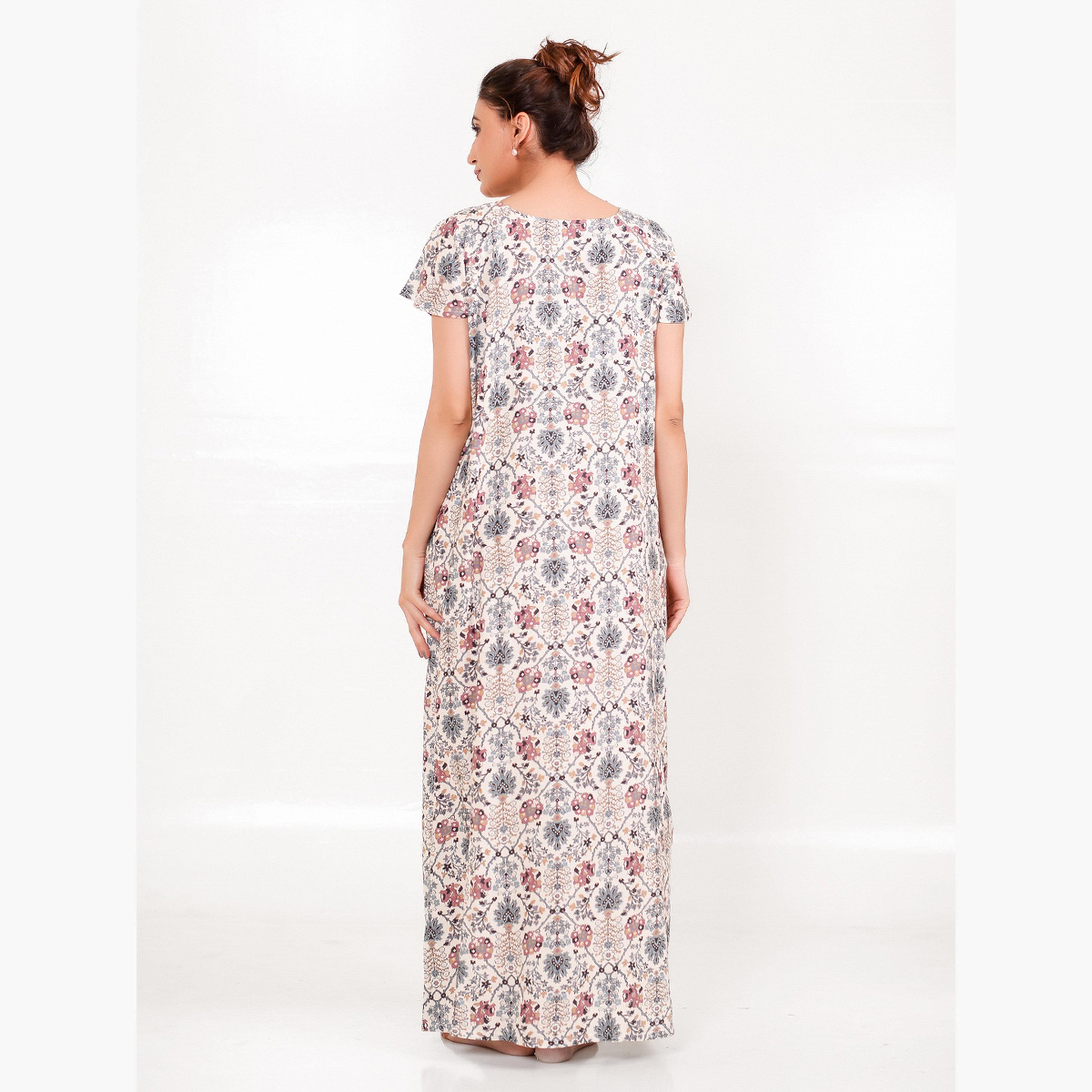 The Kaftan Company X Styli All Over Print Viscose Rayon Nightdress-women-clothing-nightwear-nighties-image-4