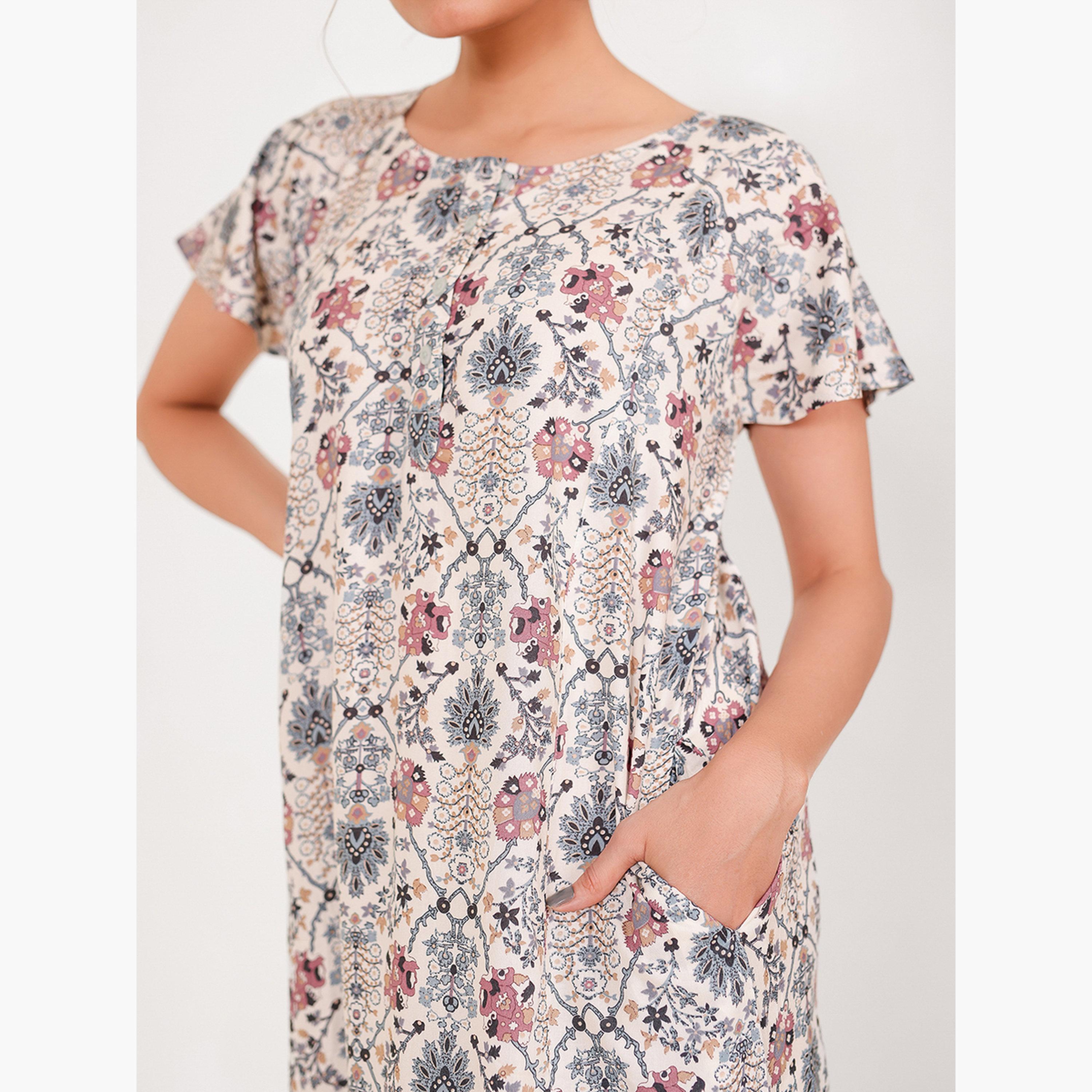 The Kaftan Company X Styli All Over Print Viscose Rayon Nightdress-women-clothing-nightwear-nighties-image-5