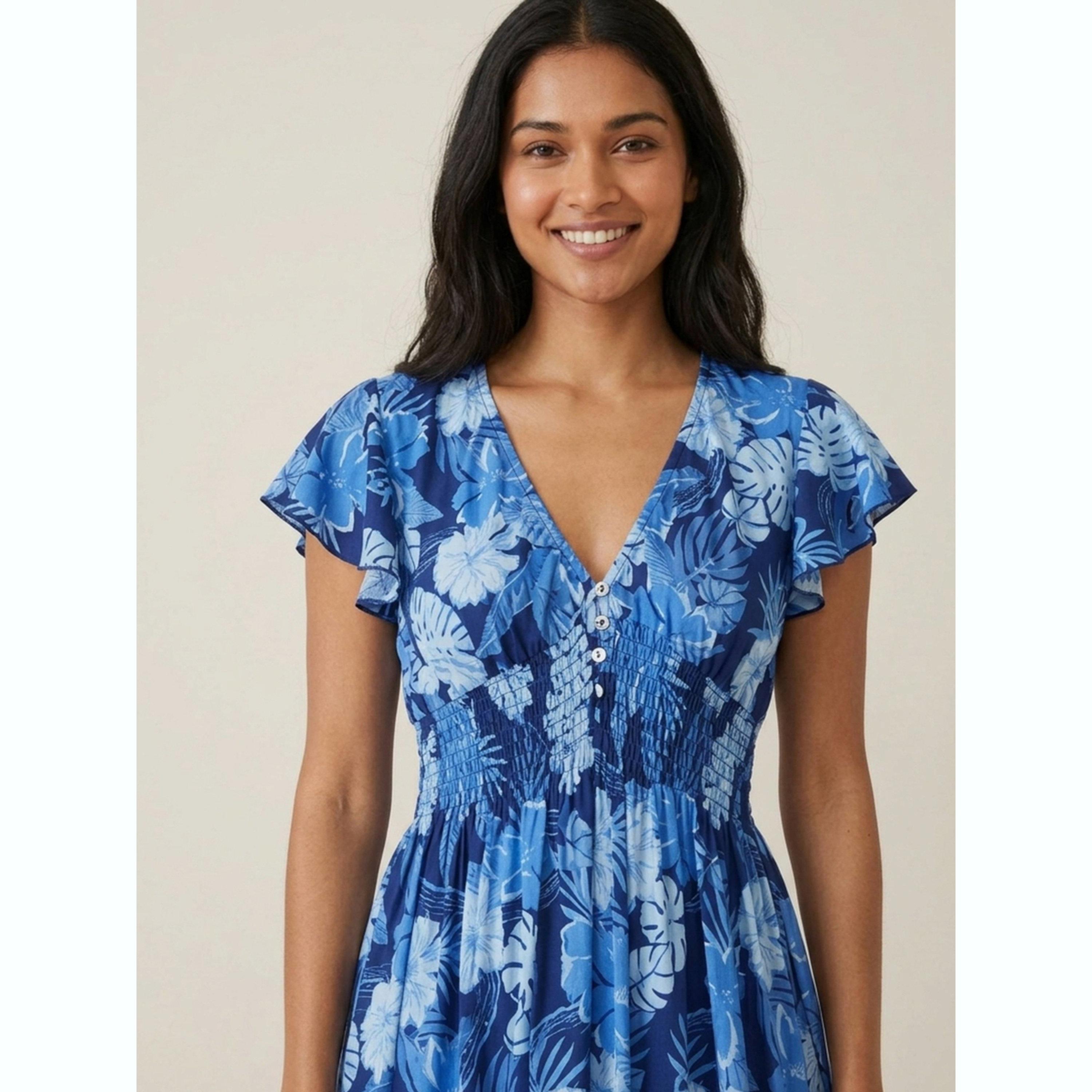 فستان ميدي بحافة واسعة وطبعة أزهار استوائية-women-clothing-dresses-image-5