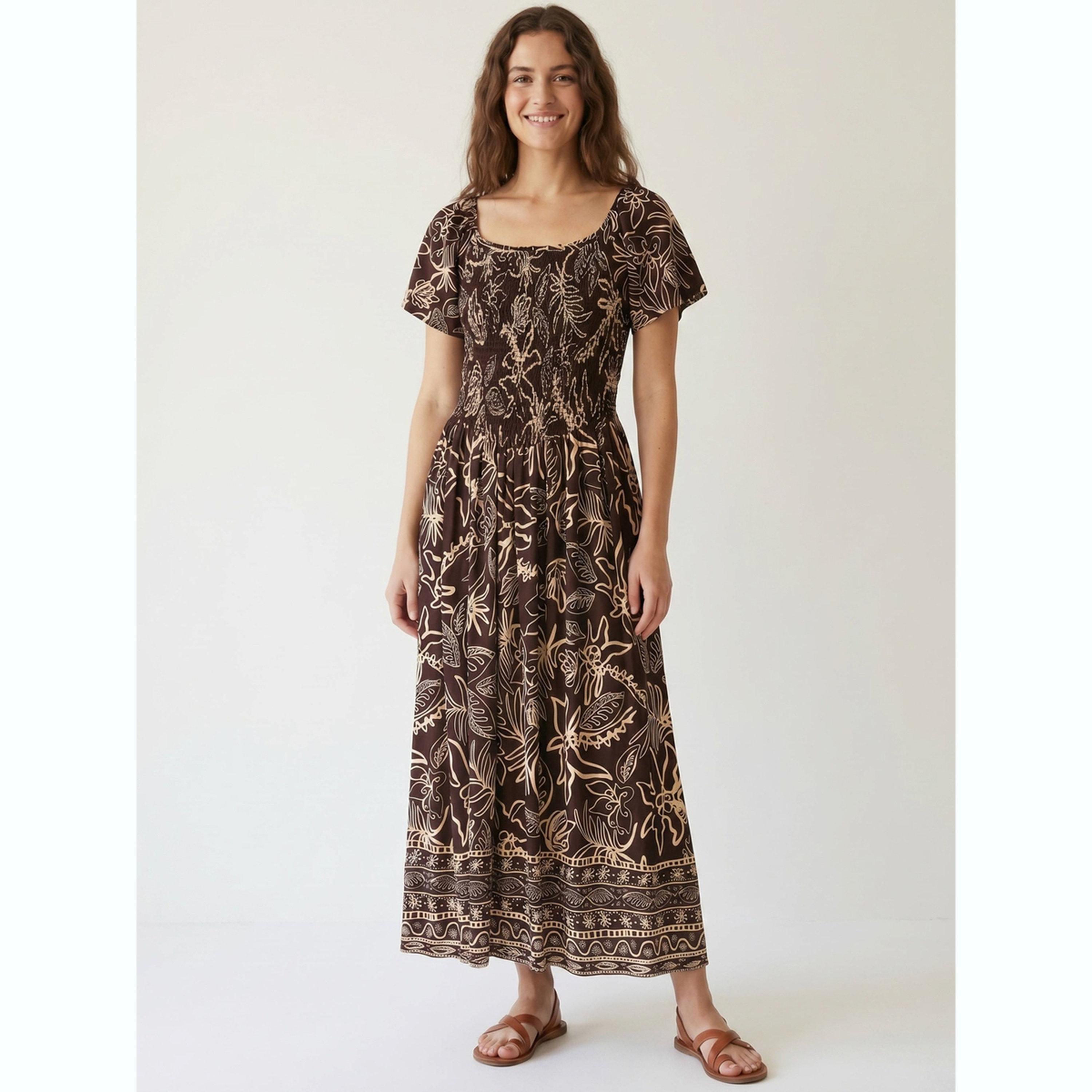 Victor and Jane X Styli Brown All Over Print Square Neck Maxi Dress-women-clothing-dresses-image-2