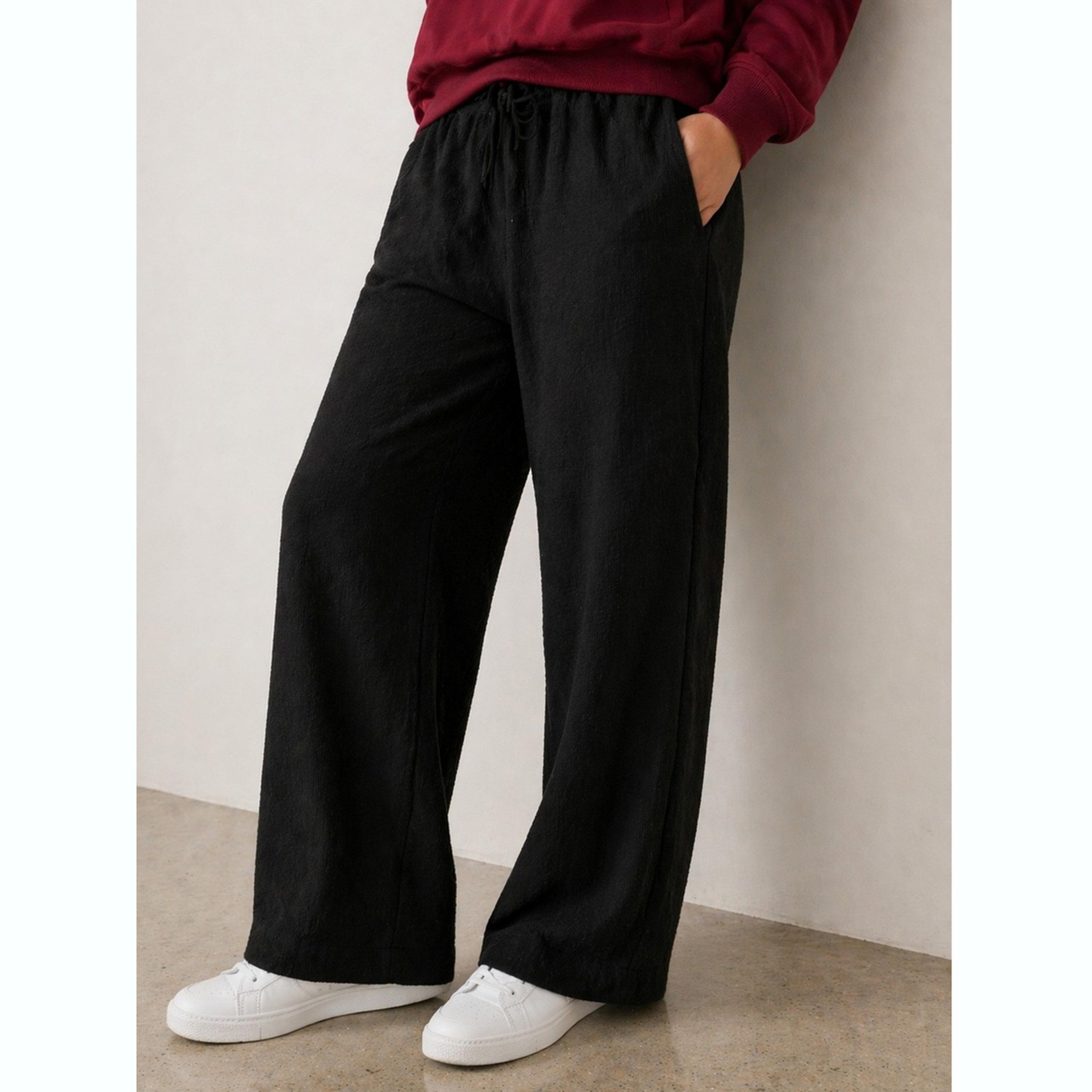 بنطال بأرجل واسعة وجيب جانبي-women-clothing-bottoms-joggers-image-1