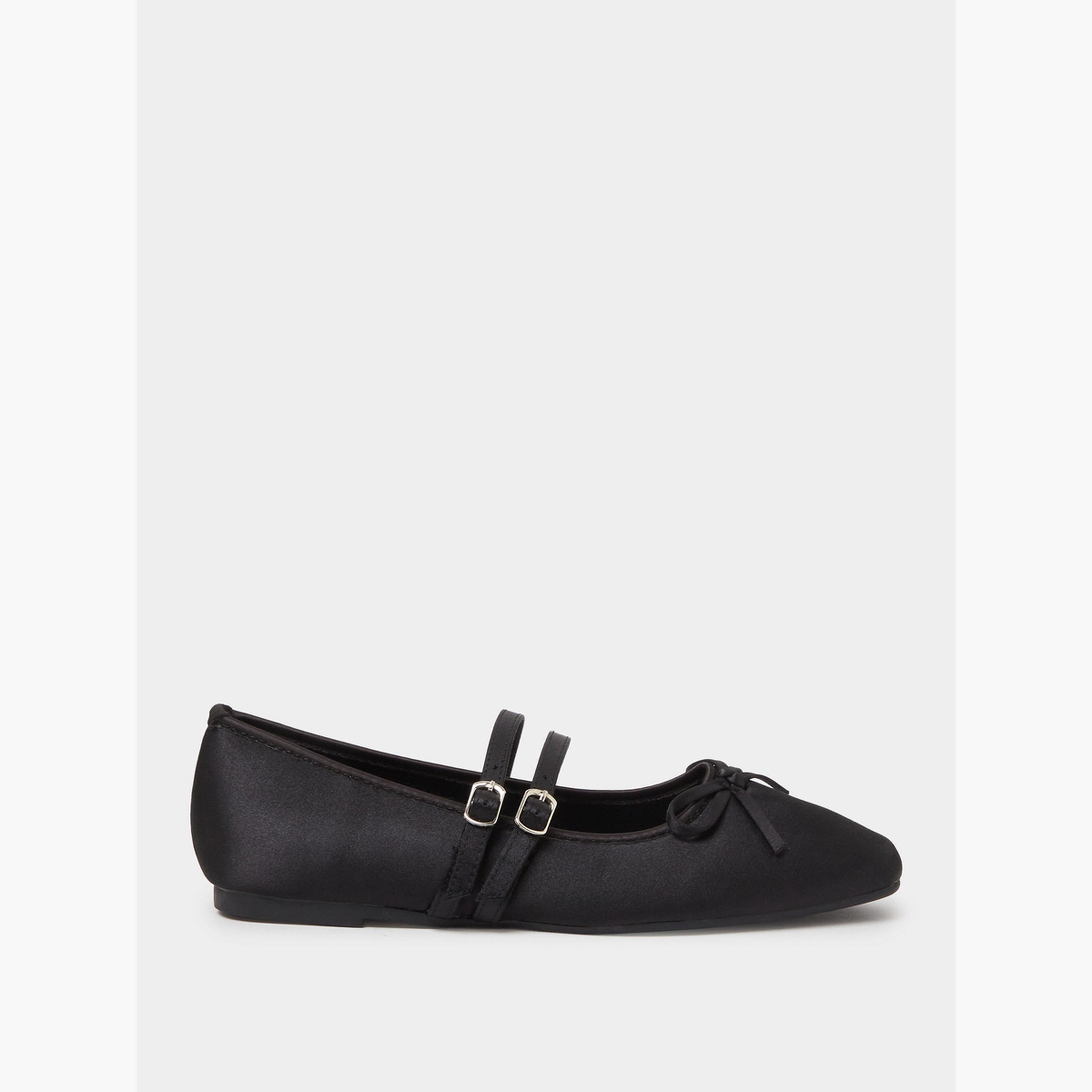 حذاء باليرينا فلات من الستان بشريط مزدوج وتفاصيل عقدة-women-shoes-ballerinas-image-3
