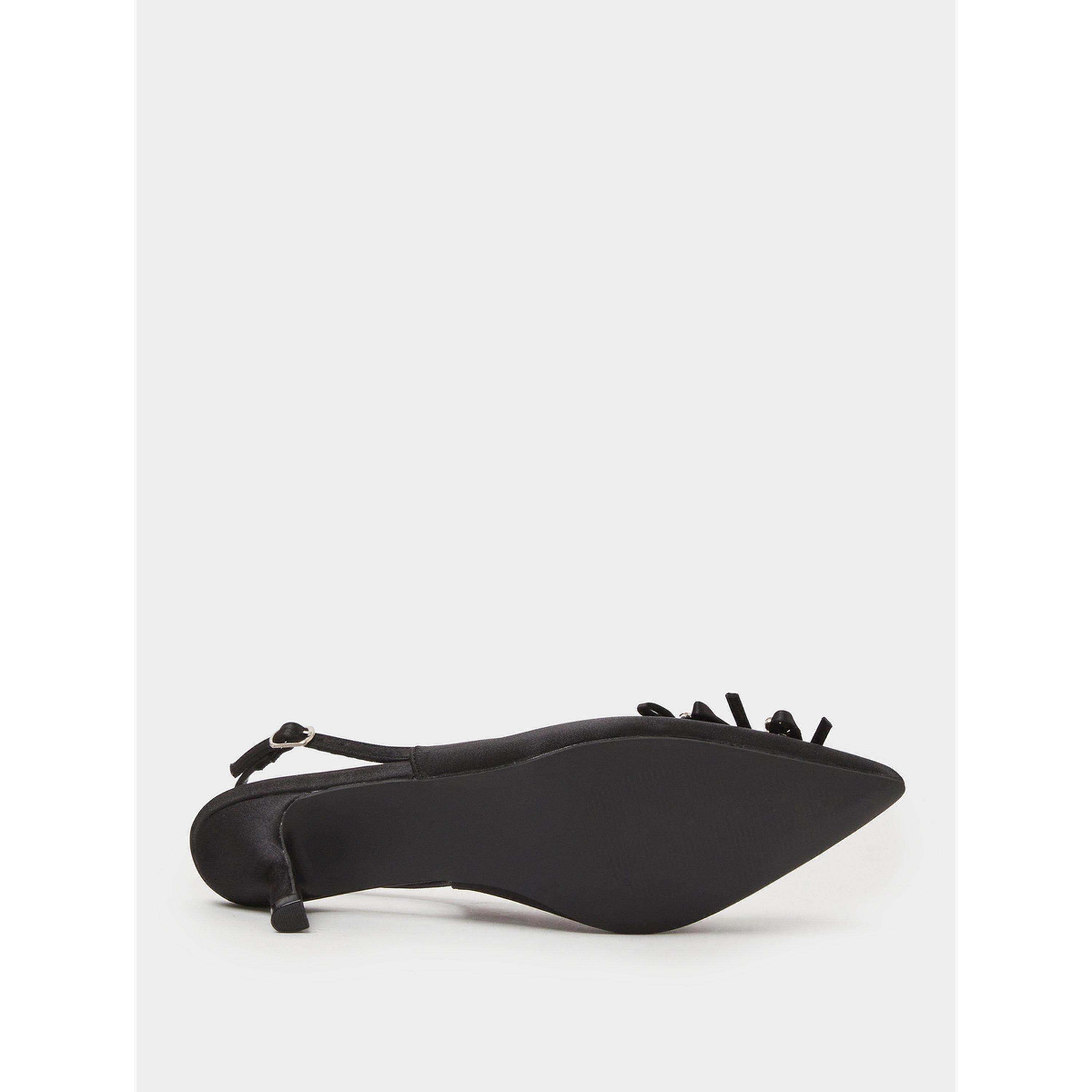 حذاء بكعب متوسط وحزام خلفي وتفاصيل عقدة مزينة لون أسود-women-shoes-heels-image-6