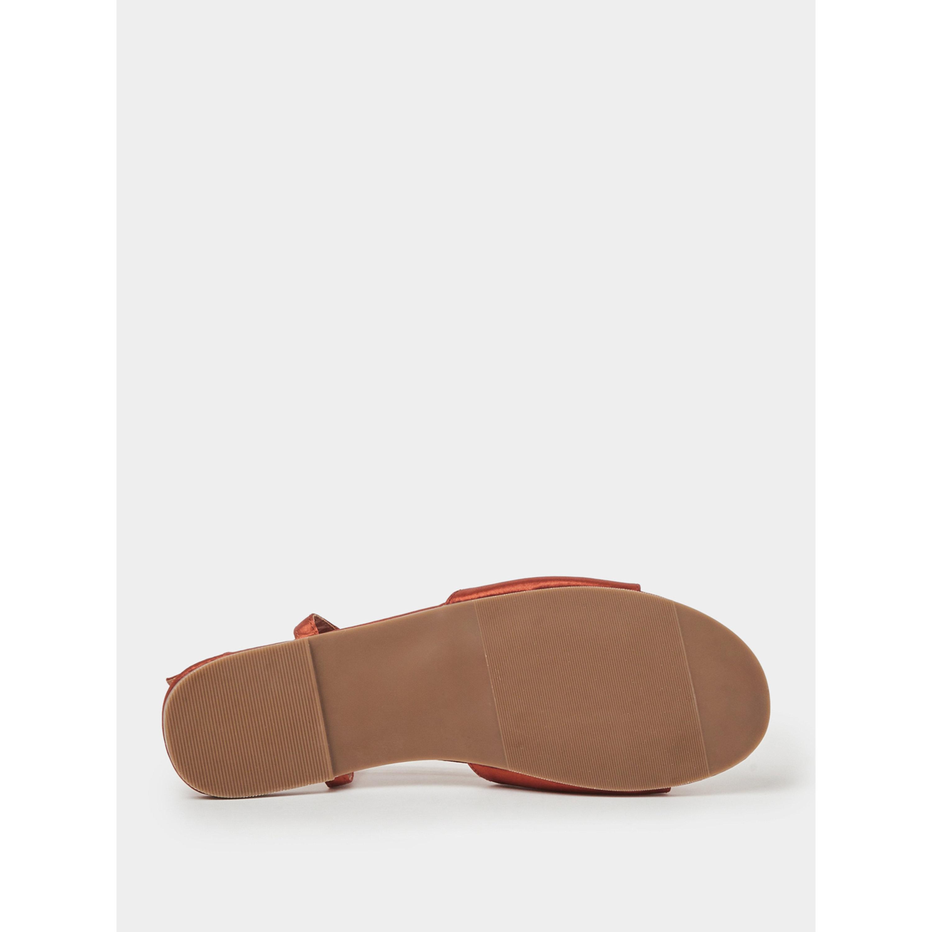 Styli Brown Bow Details Satin Flat Sandals-women-shoes-sandals-flats-image-7