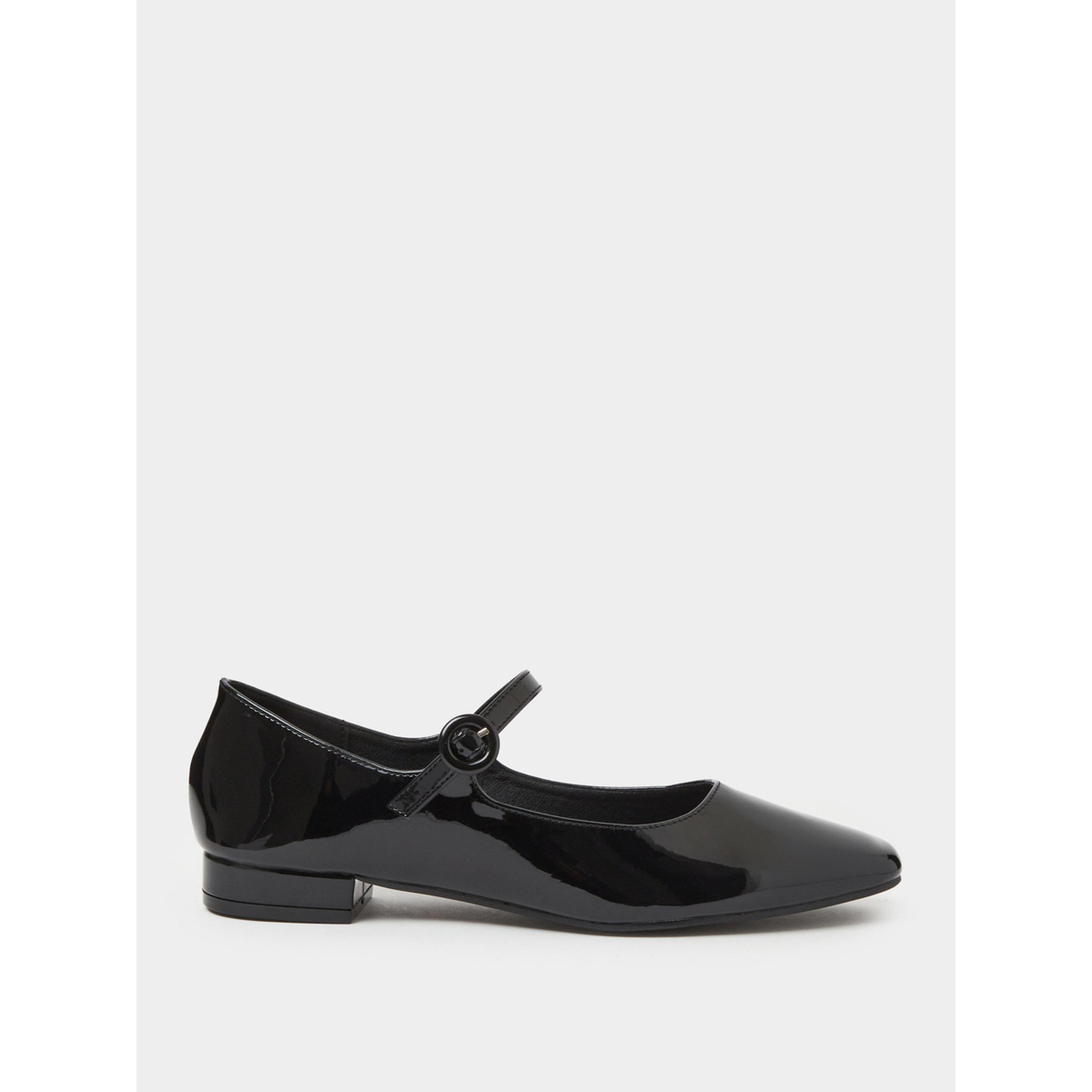 Styli Black Patent Buckle strap Mary Jane Flats-women-shoes-ballerinas-image-3
