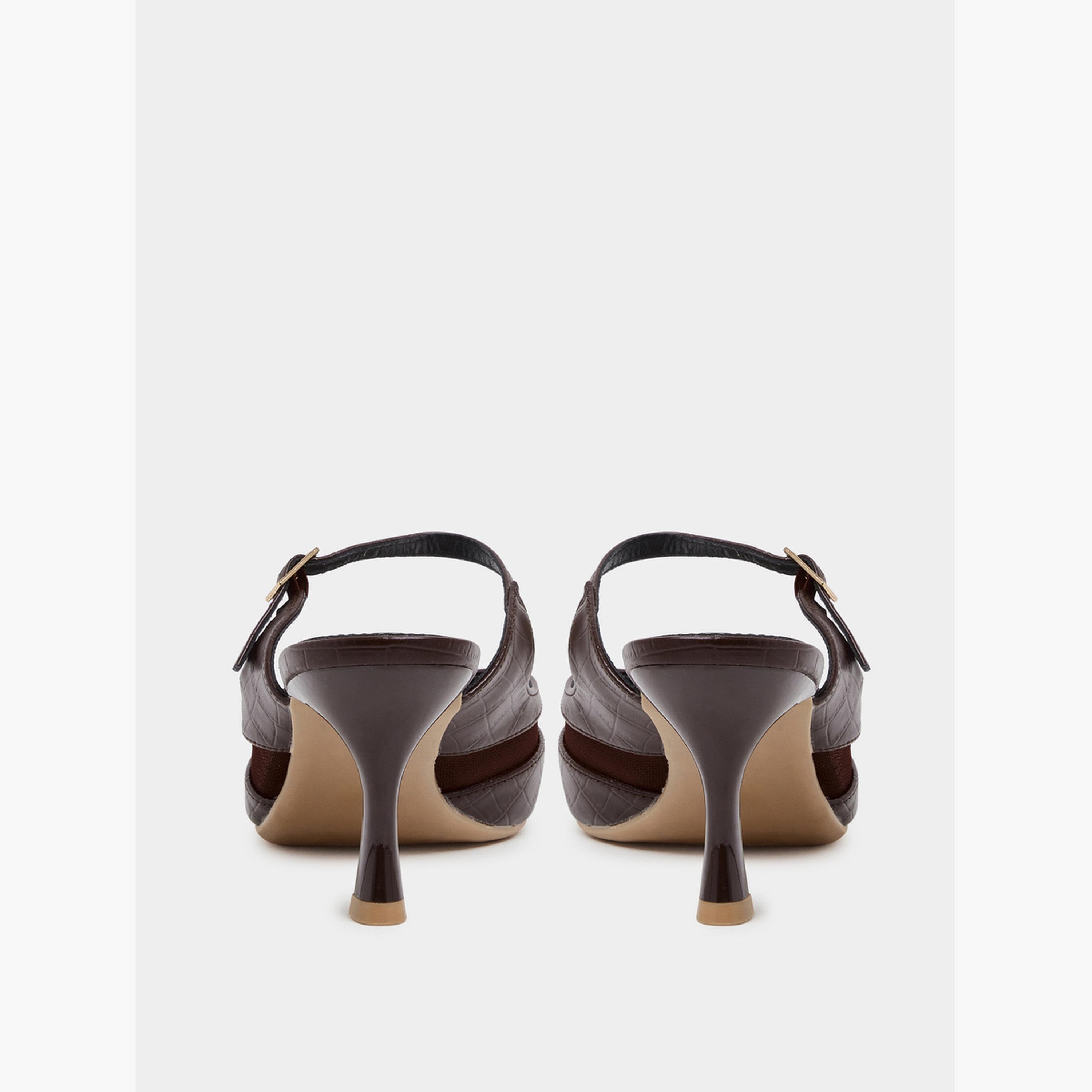 Styli Brown Mesh Detail High Heel Mules-women-shoes-heels-image-6