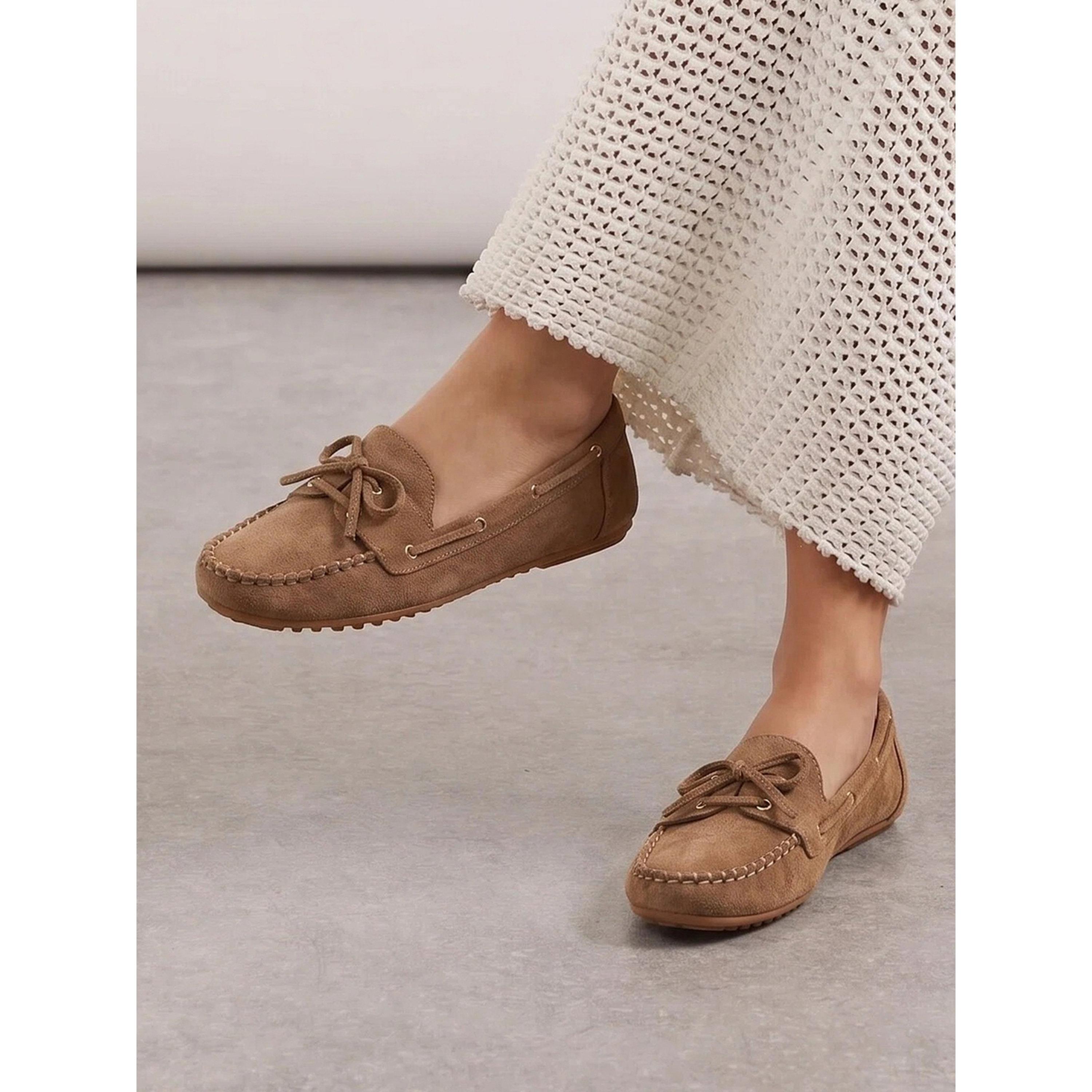 Styli Brown Suede Flat Loafers-women-shoes-loafersandmoccasins-image-2