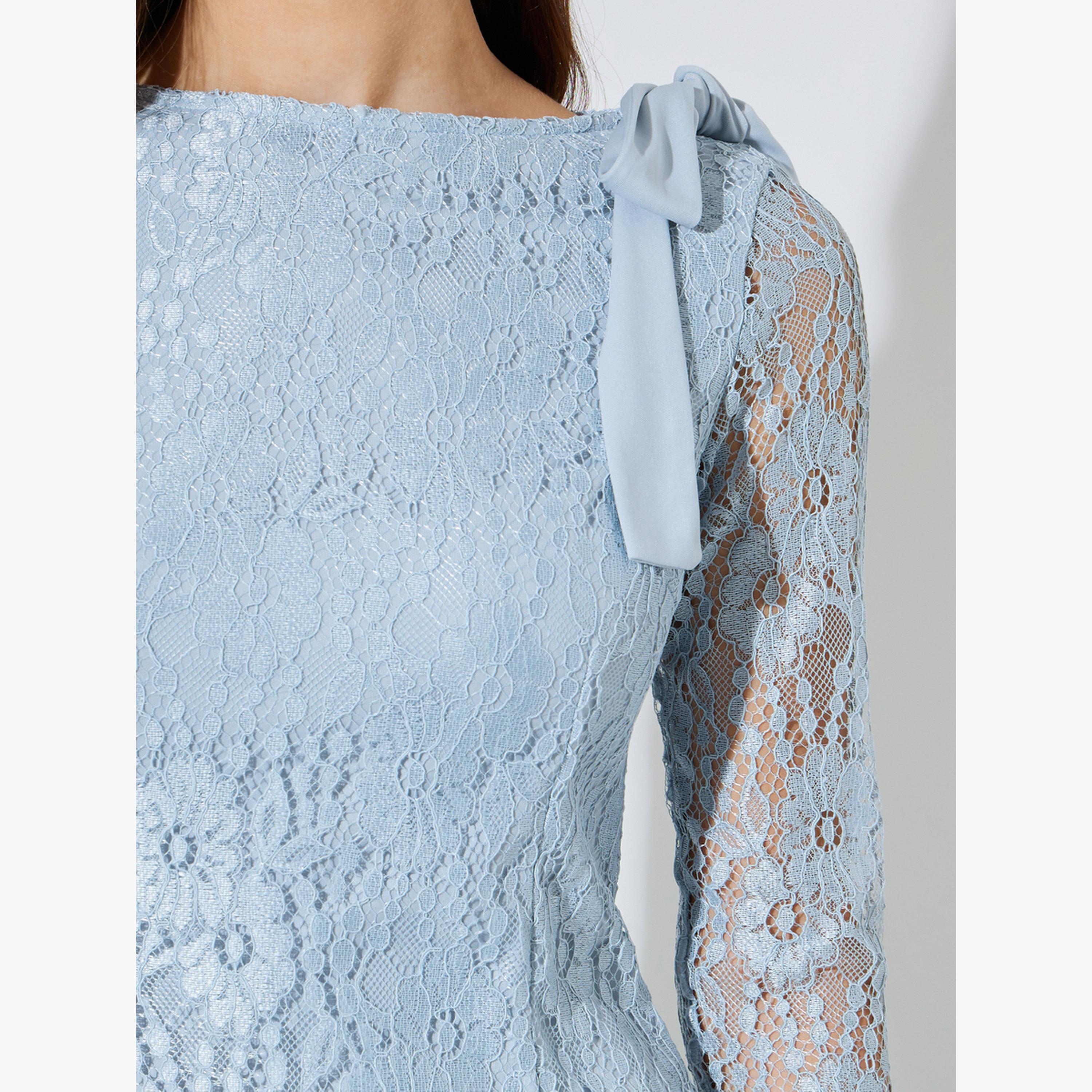 Styli Light Blue Lace Mermaid Hem Maxi Dress-women-clothing-dresses-image-5