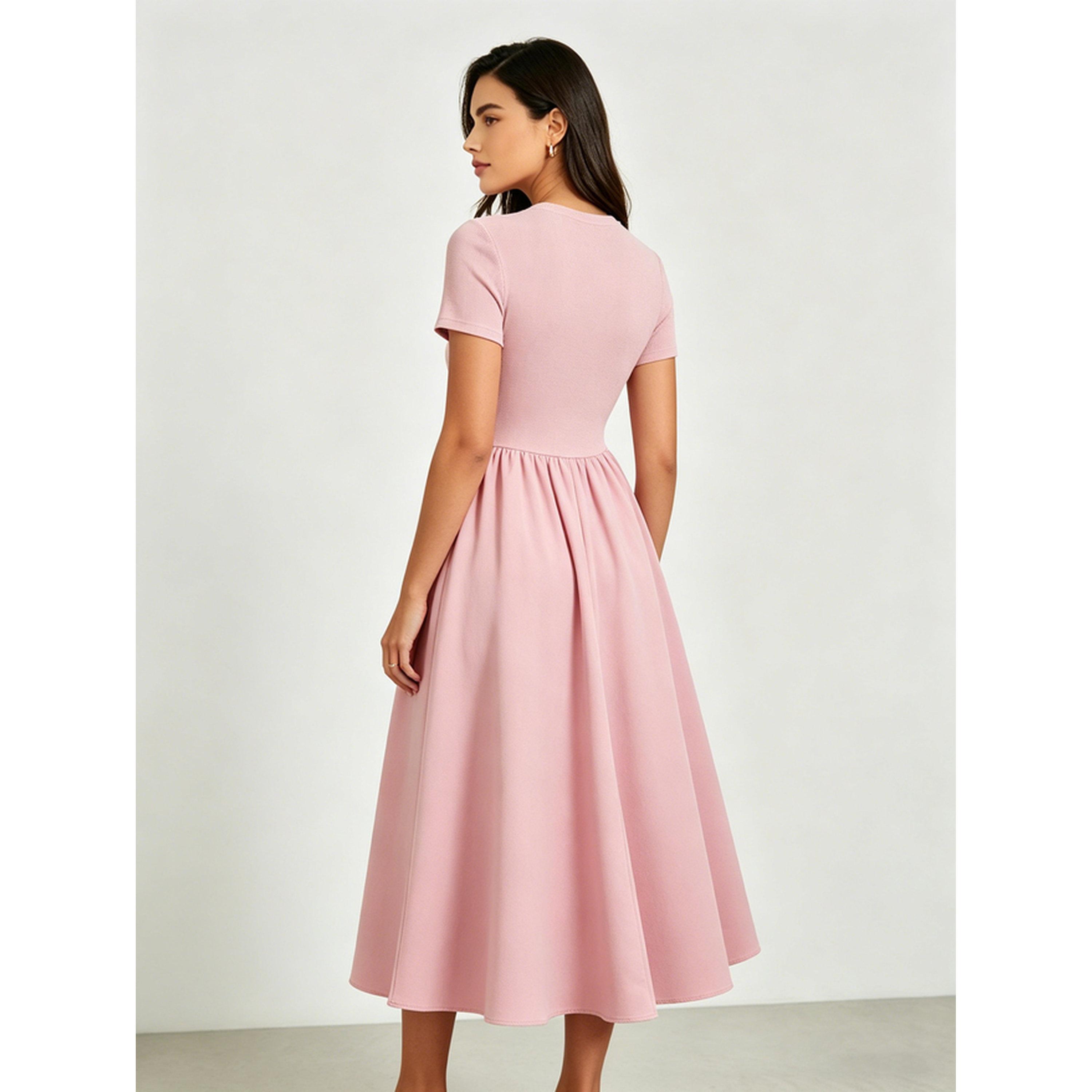 فستان ميدي بحافة واسعة وخصر كورسيه-women-clothing-dresses-image-3