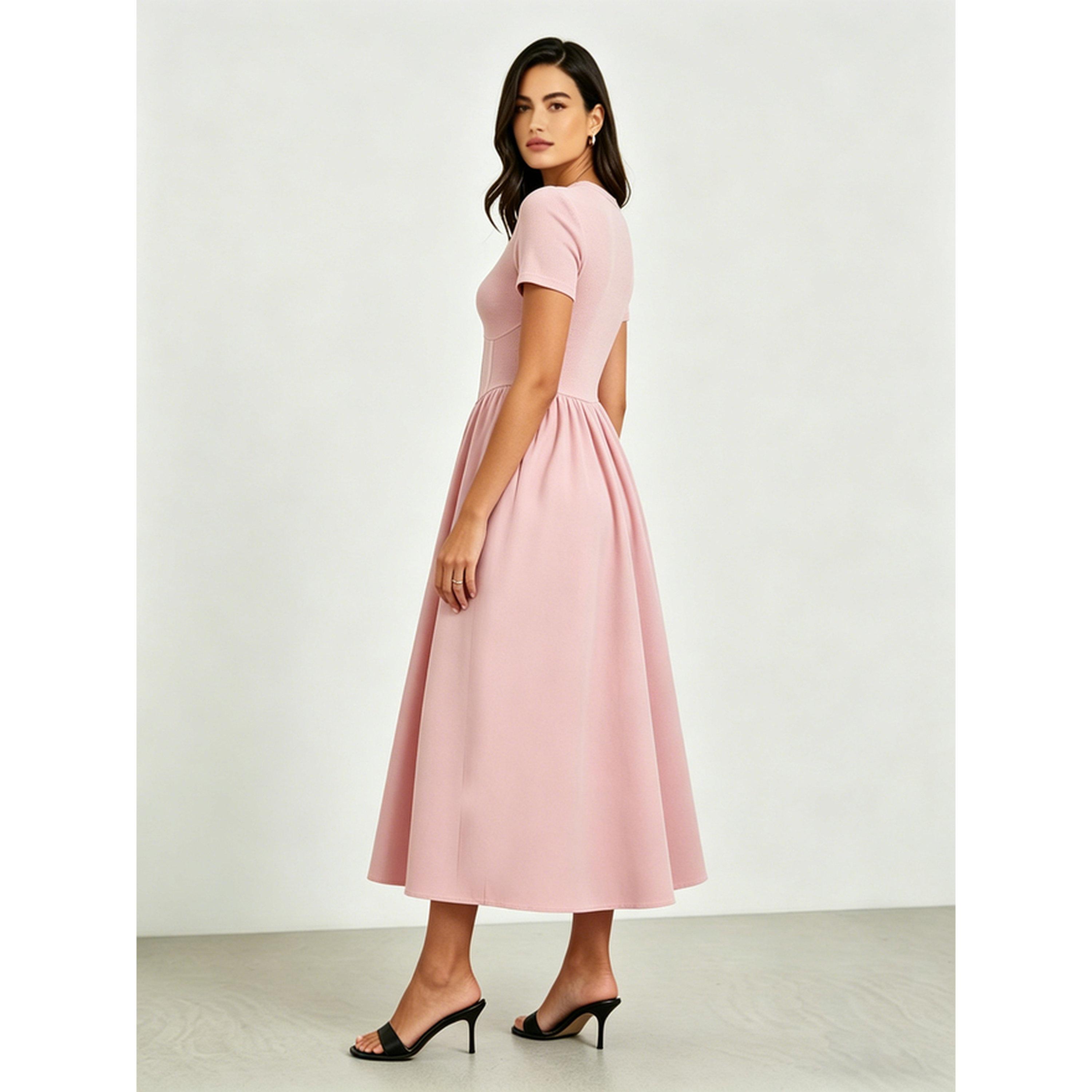 فستان ميدي بحافة واسعة وخصر كورسيه-women-clothing-dresses-image-5