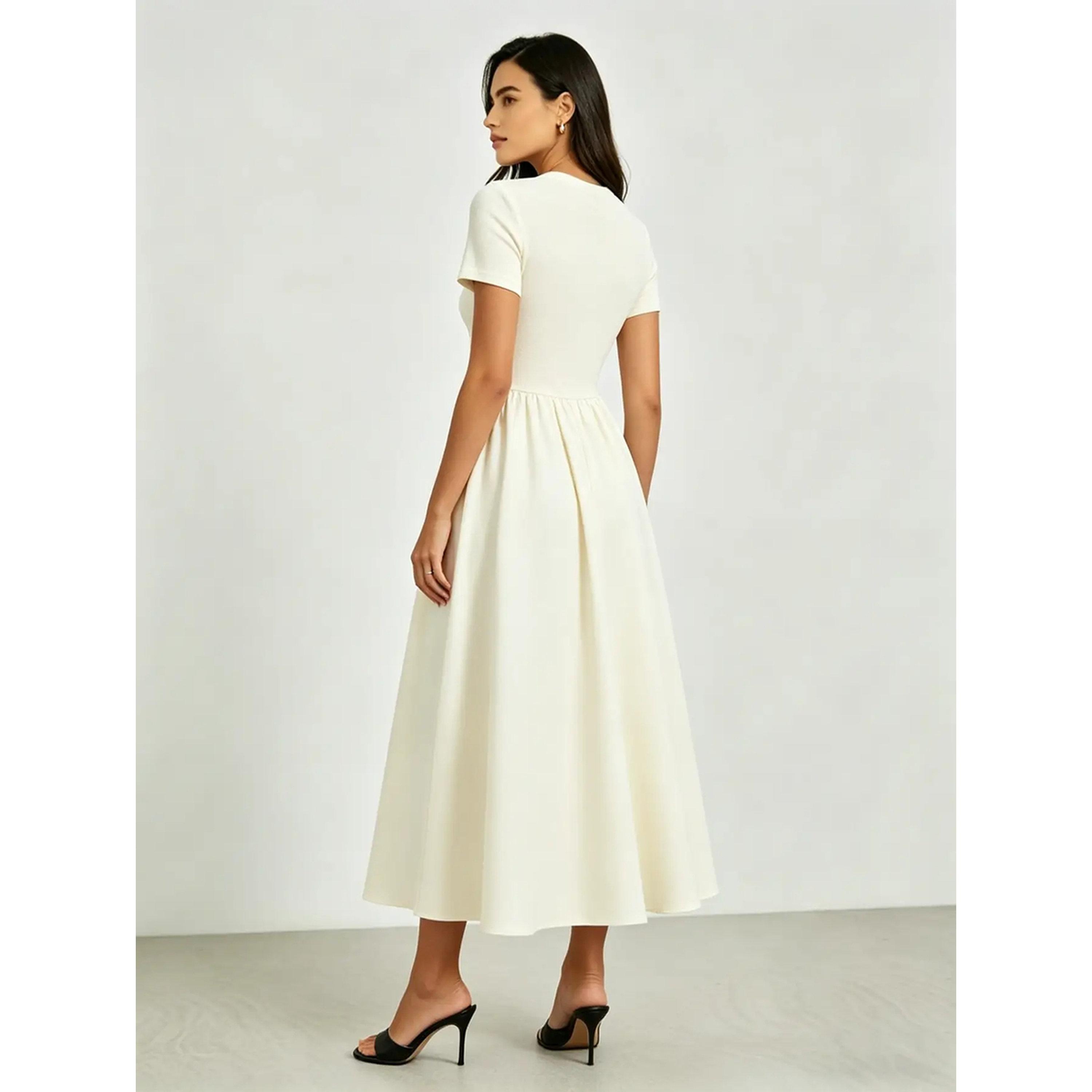 فستان ميدي بحافة واسعة وخصر كورسيه-women-clothing-dresses-image-3