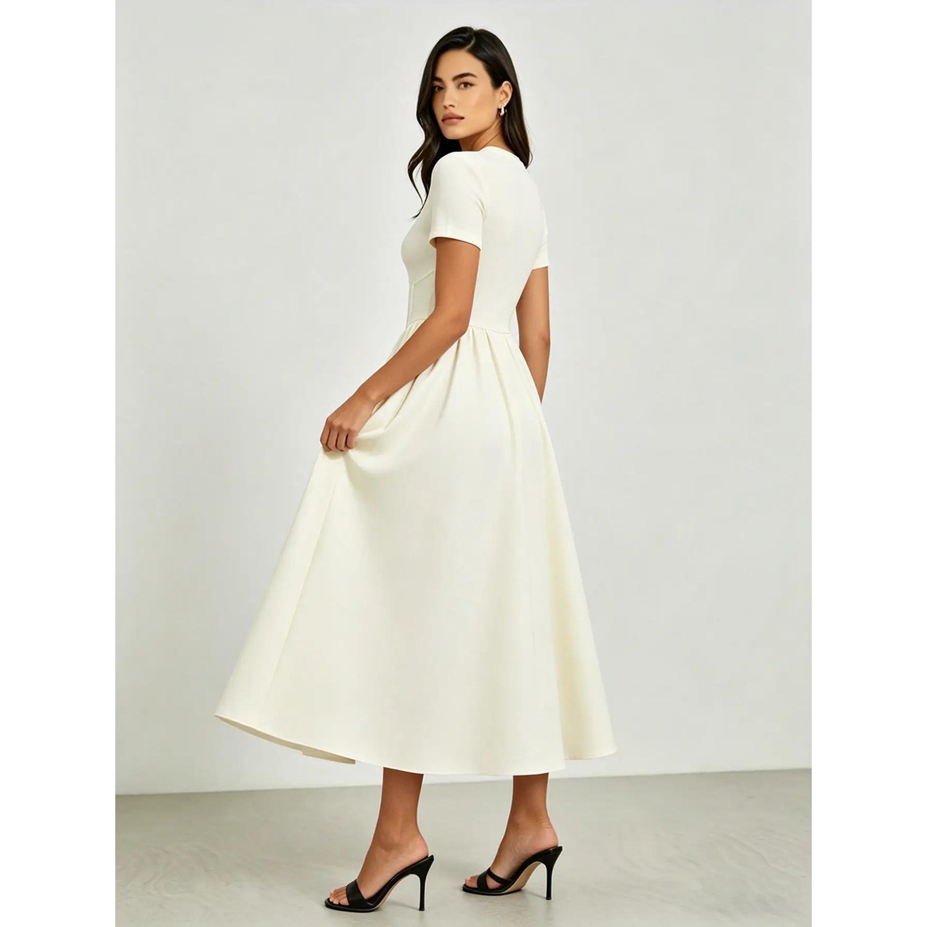 فستان ميدي بحافة واسعة وخصر كورسيه-women-clothing-dresses-image-4